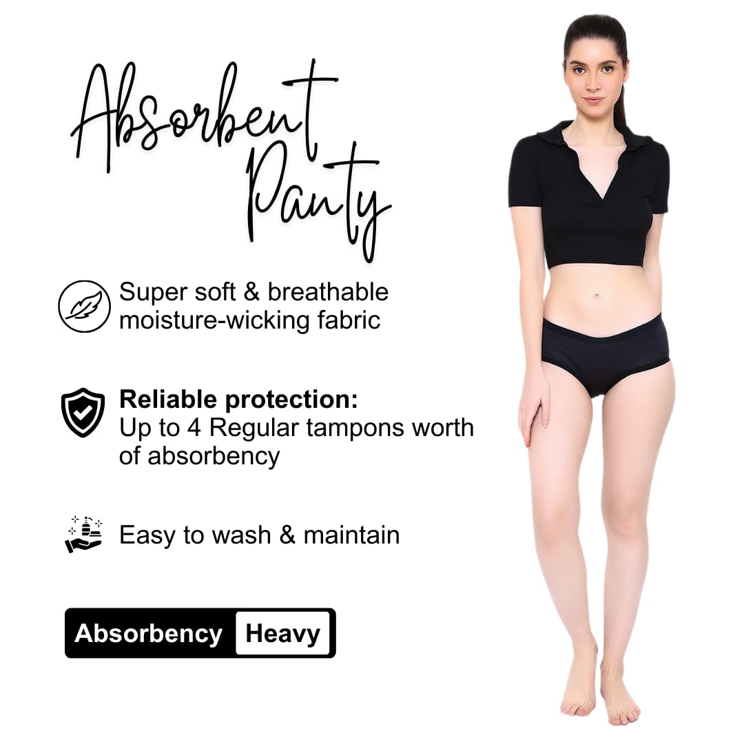 GarbGlide Period Panty Hipster for Women - Black - Image 3