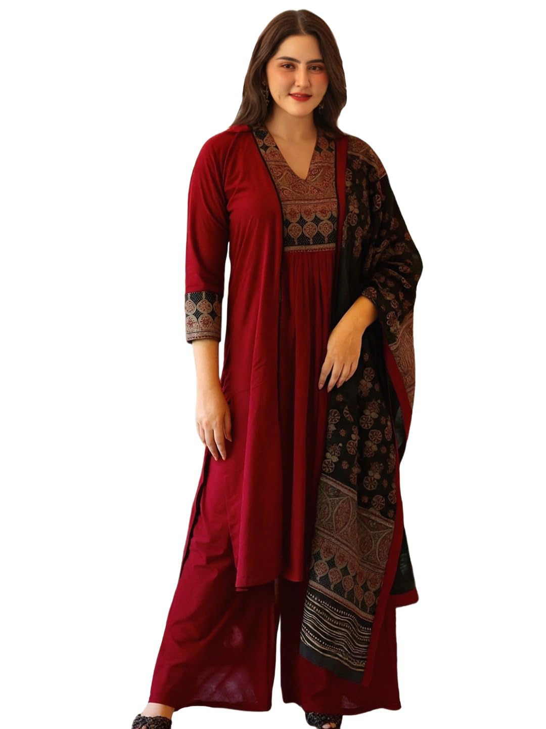ANNI DESIGNER Red Rayon Kurta Set for Women