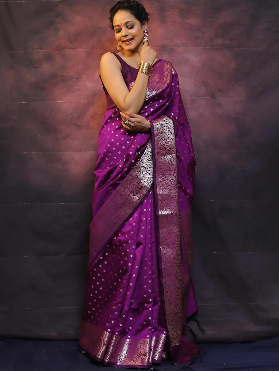 C J Enterprise Banarasi Saree for Women - Kanjivaram Silk - Image 4