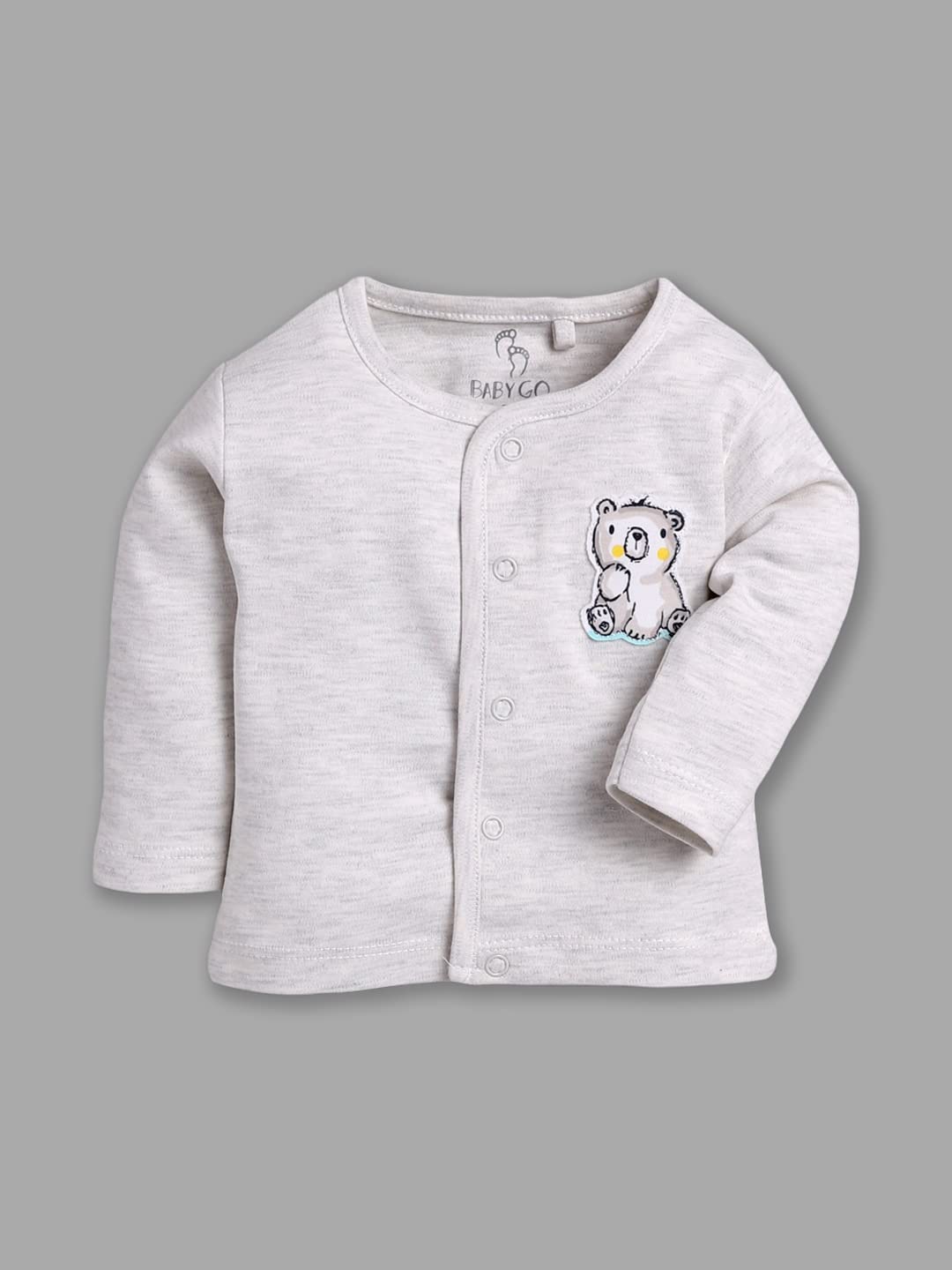 BABY GO Full Sleeve Clothing Set for Baby Boys & Girls - White - Image 2