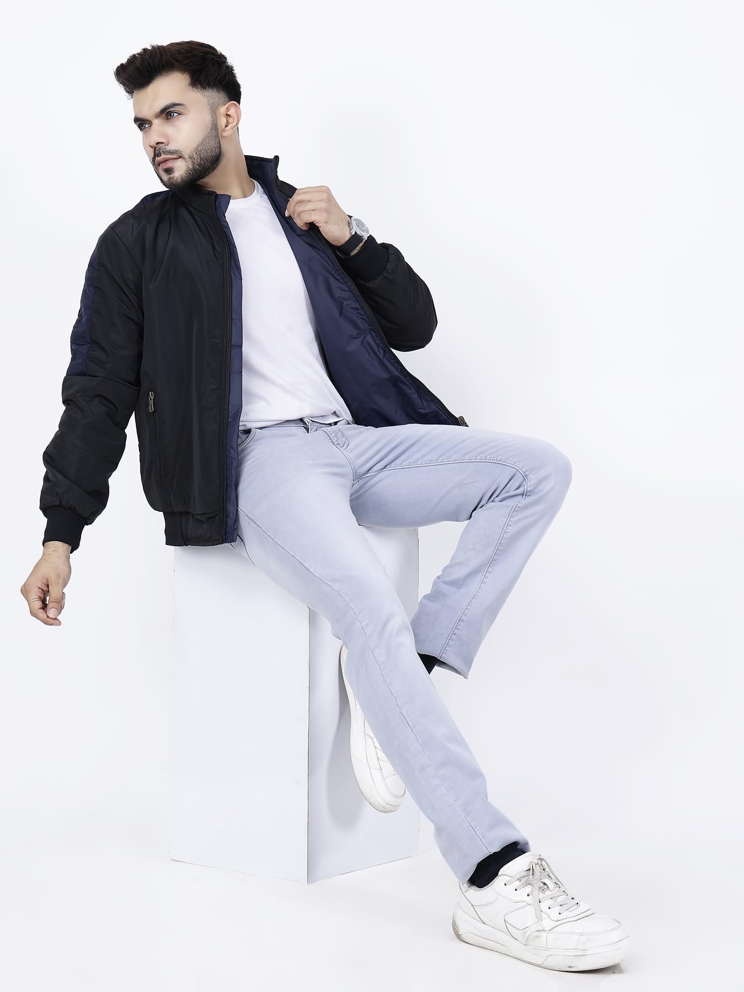 Dolllar Men Casual Zipper Bomber Jacket - Image 3