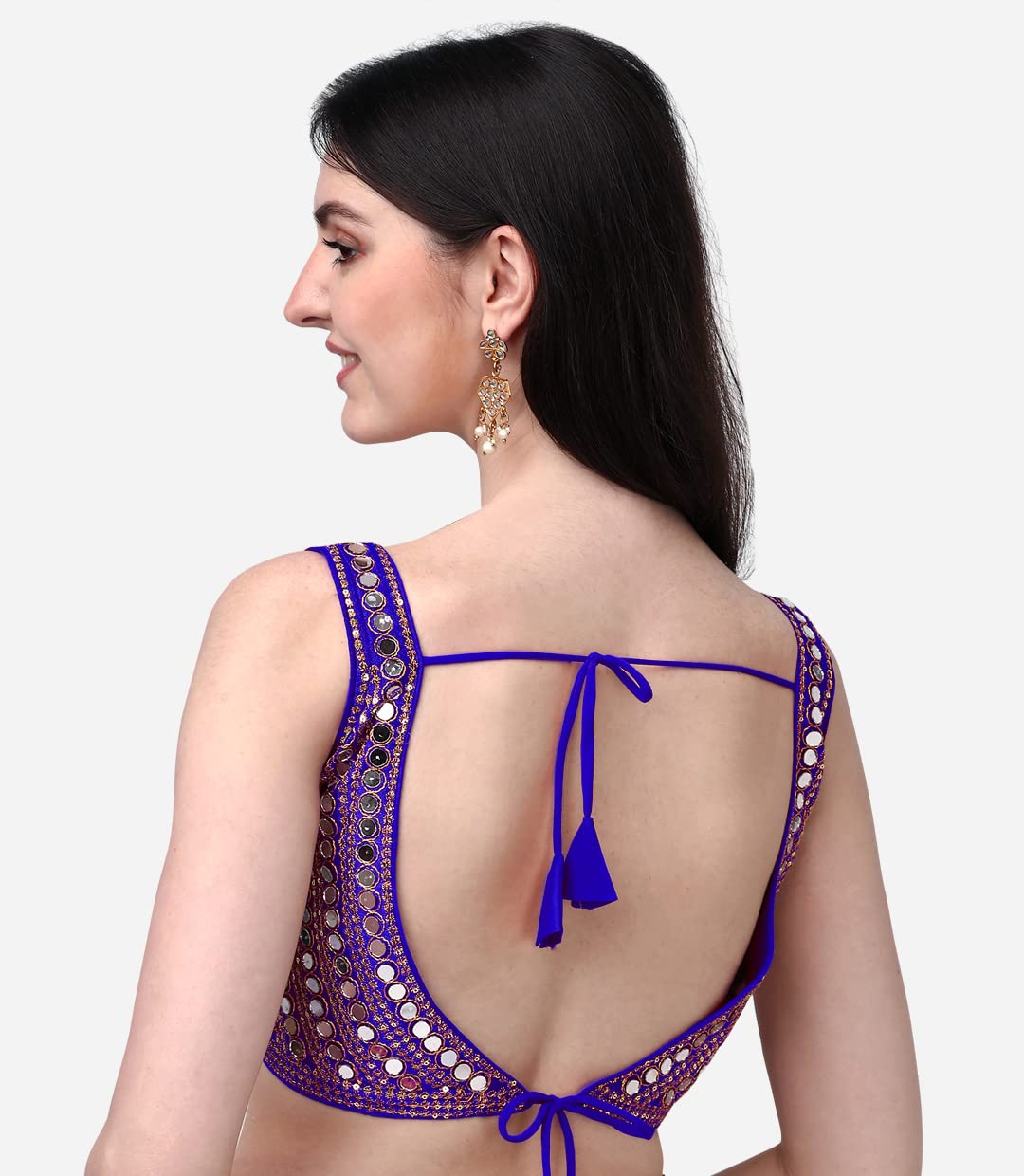 Phantom Silk V-Neck Blouse - Royal Blue - Image 3