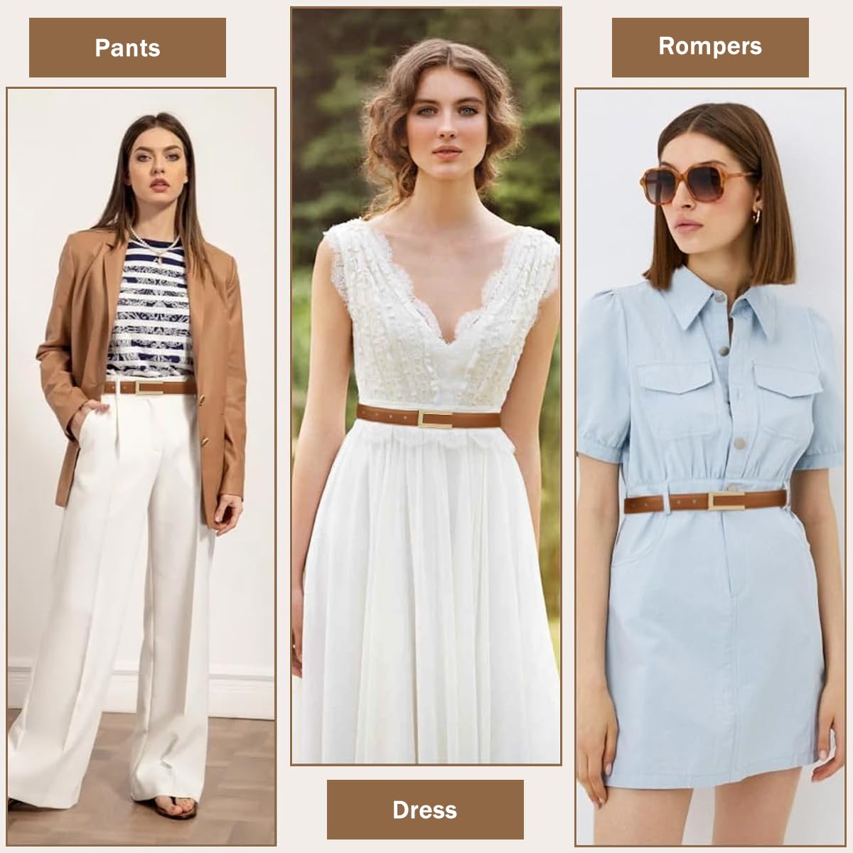 PALAY Women's PU Leather Belt - Gold - Image 5