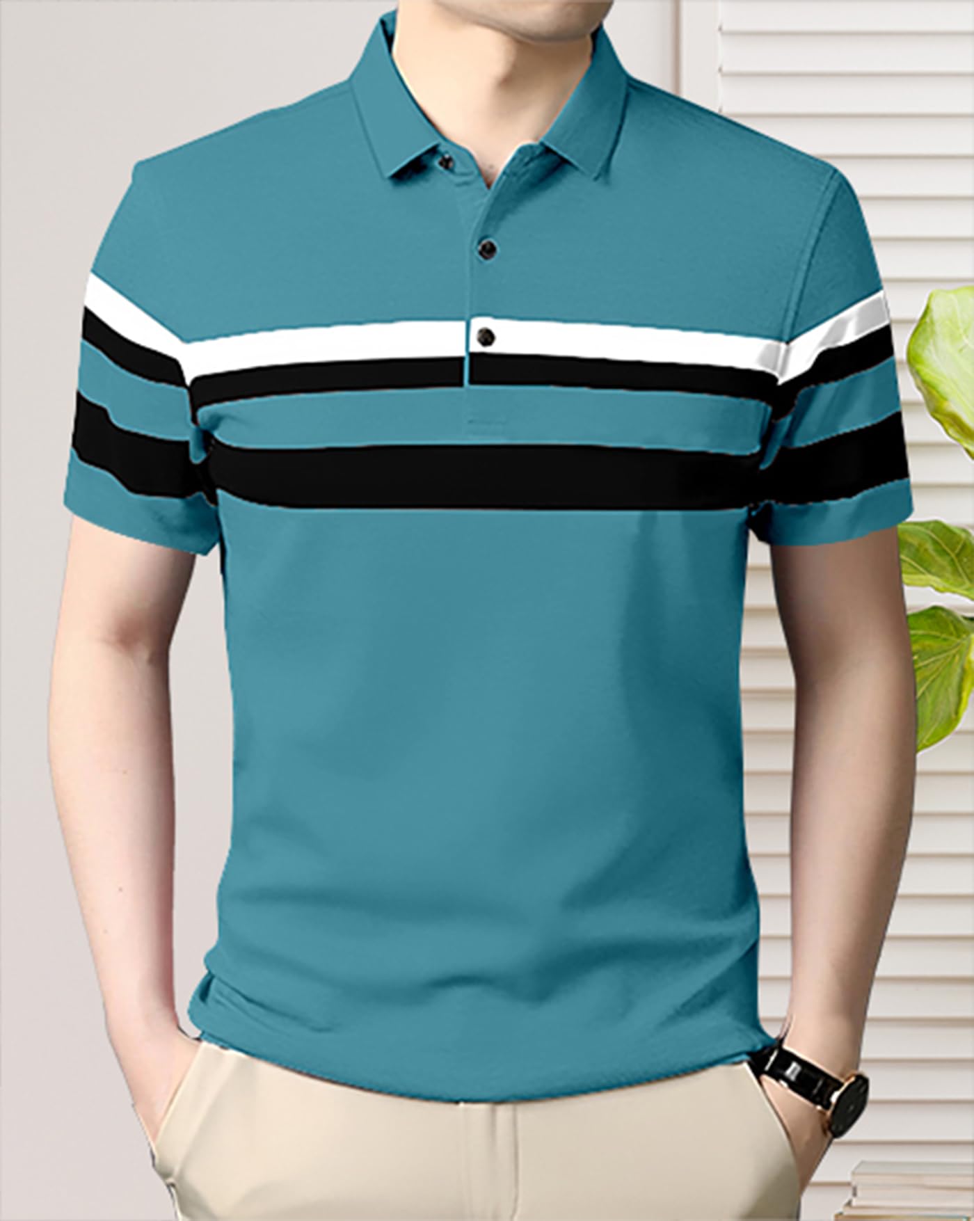 AUSK Men Cotton Polo T-Shirt - Teal - Image 4