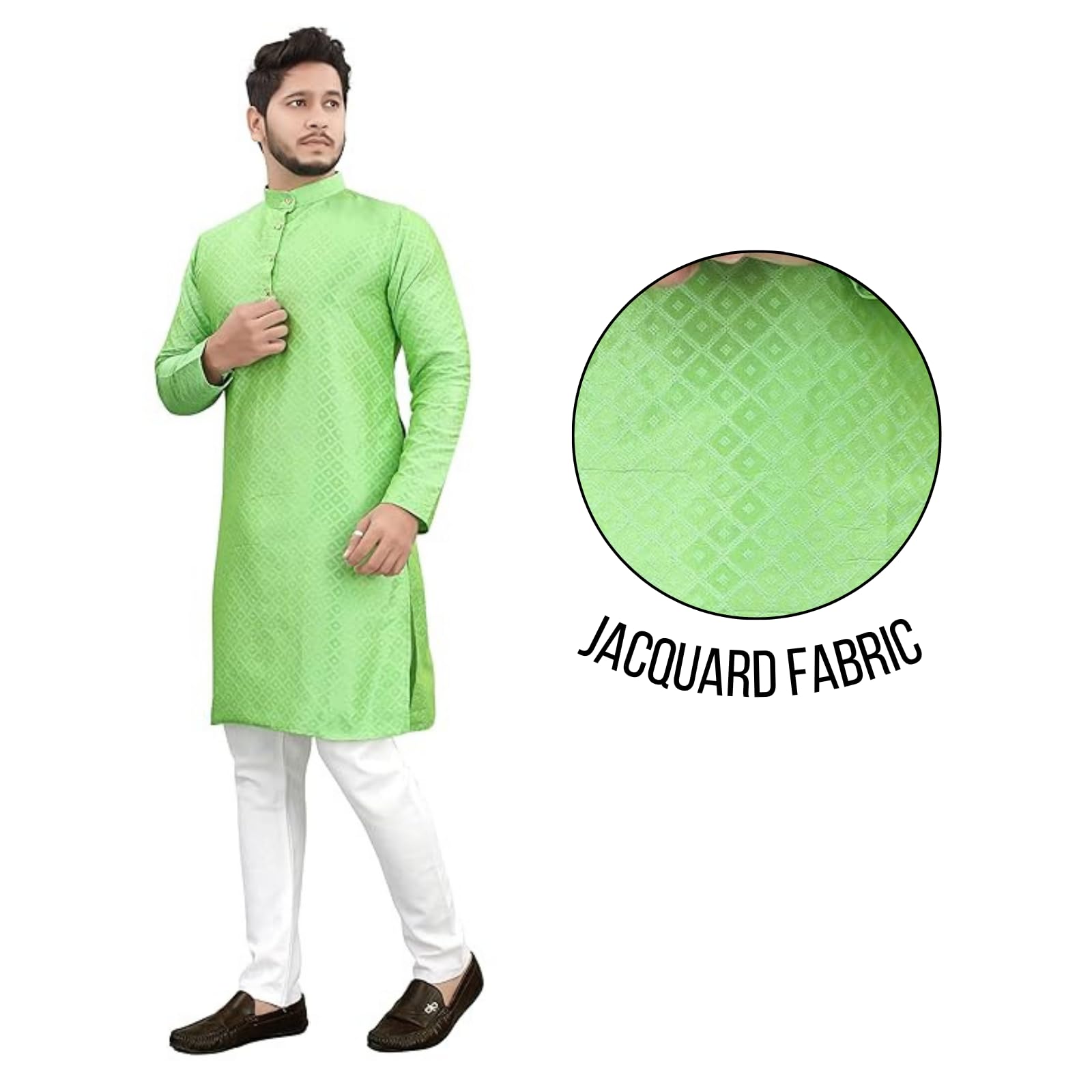 More & More Men's Kurta - Pista - Image 3