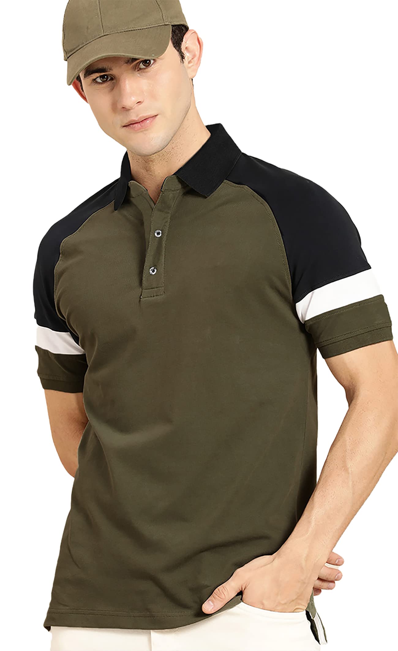 LEOTUDE Men's Polo T-Shirt - Olive