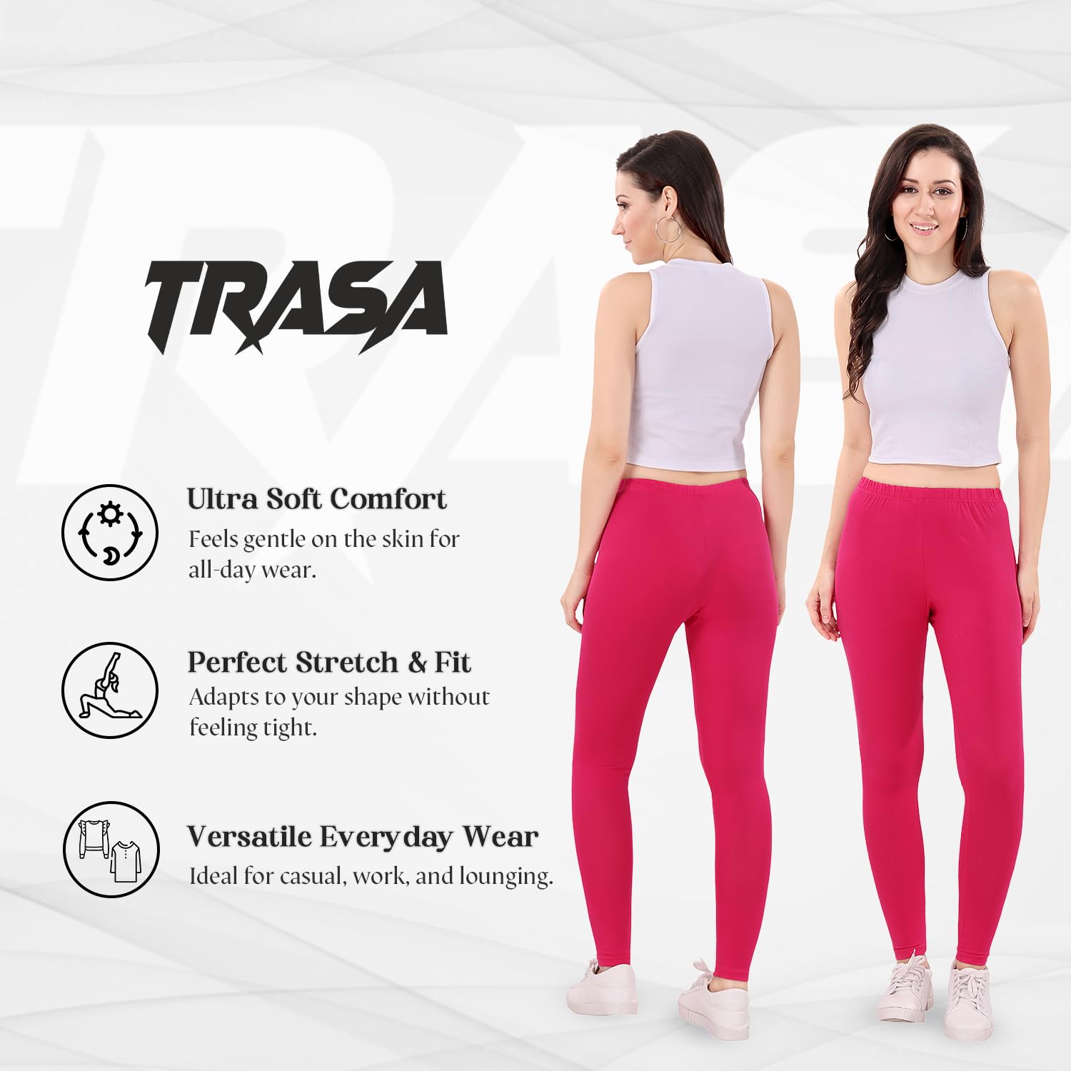 TRASA Pink Ankle Leggings for Women - Image 2