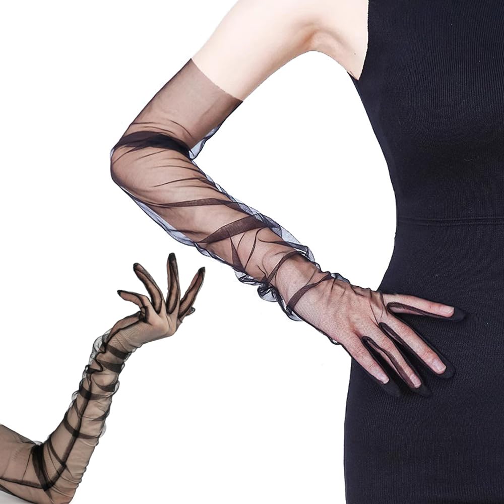 Anzailala Black Lace Gloves for Women - Image 2