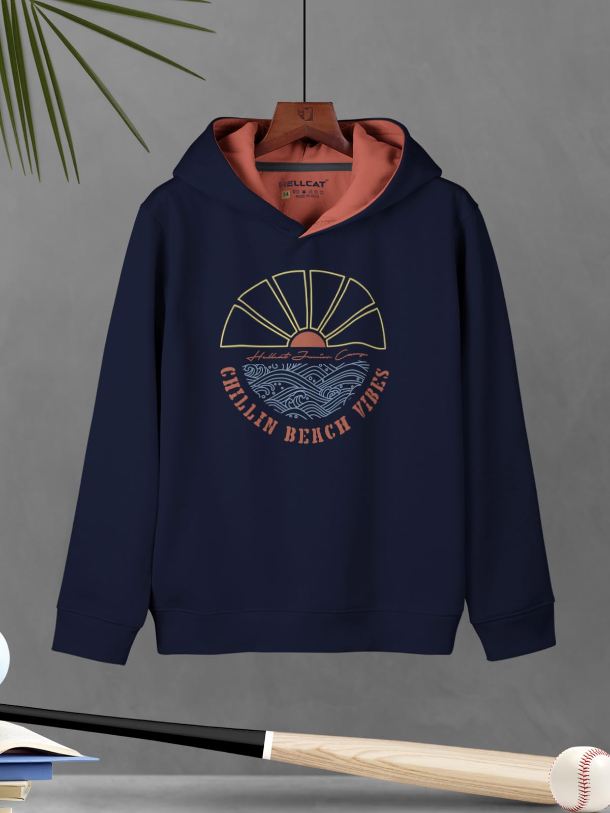 HELLCAT Cotton Hoodies for Boys - Green & Navy Blue - Image 3