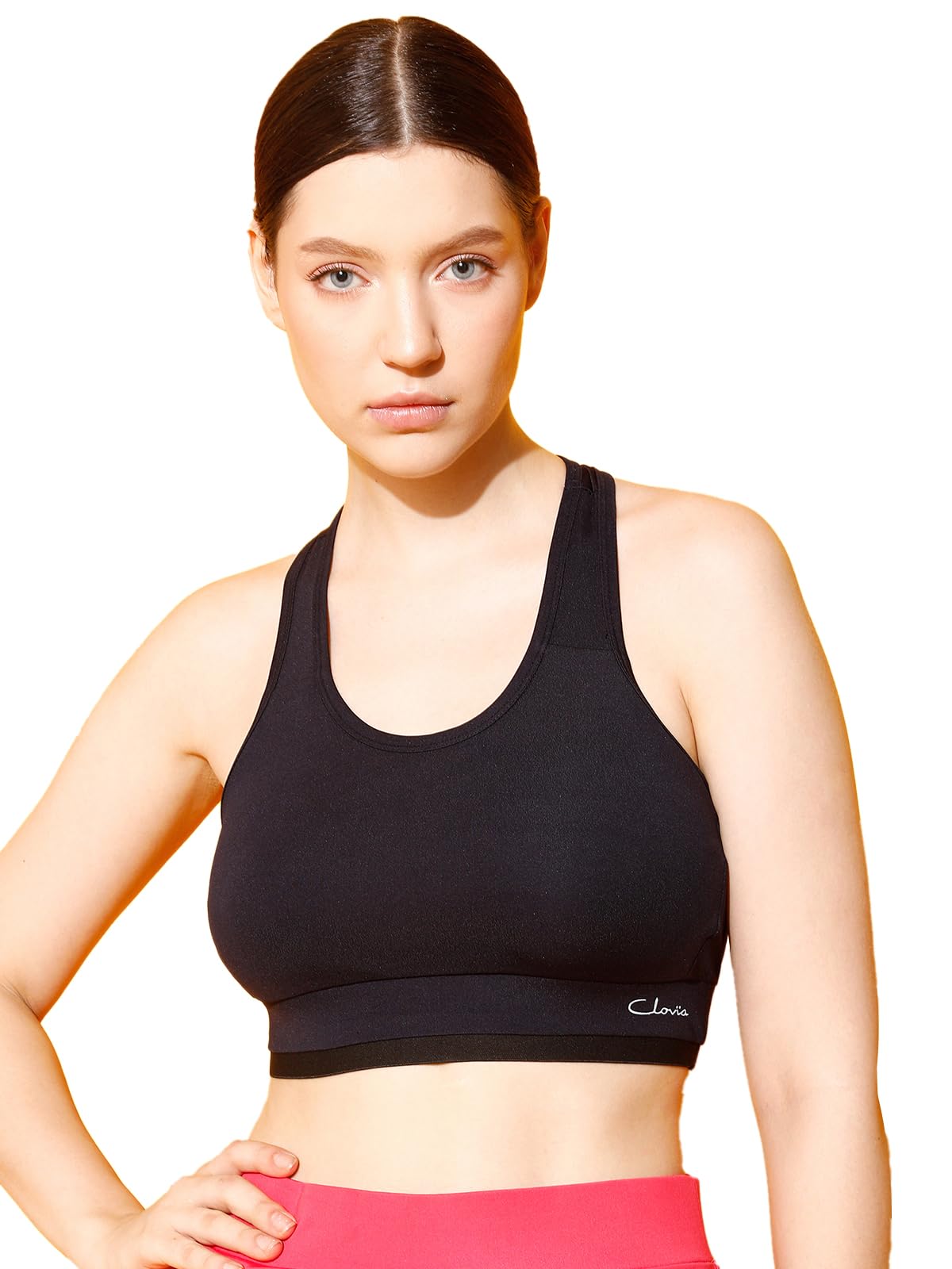 Clovia Women's Polyester Sports Bra - Black