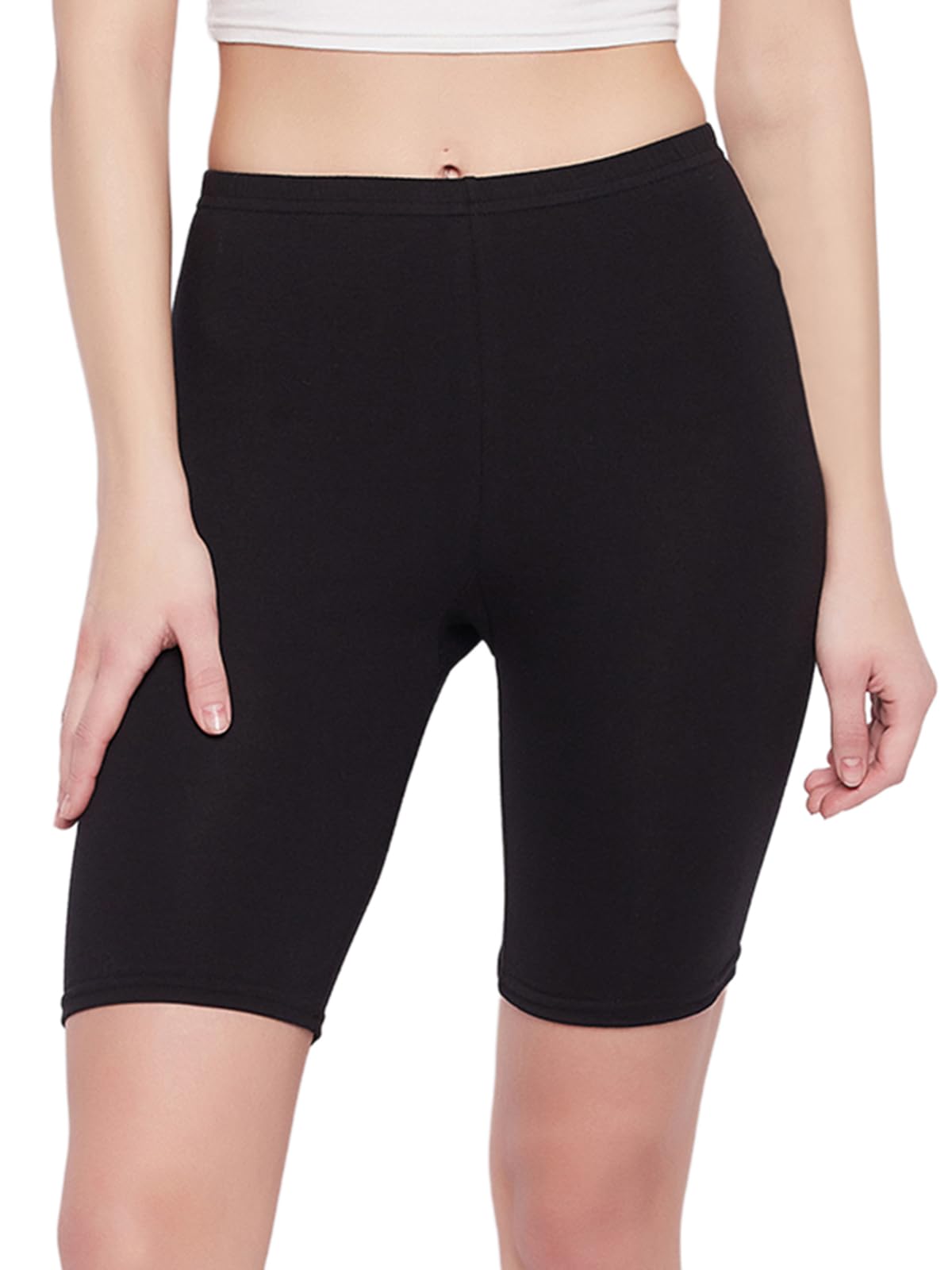 Clovia Women's Cotton Cycling Shorts - Black