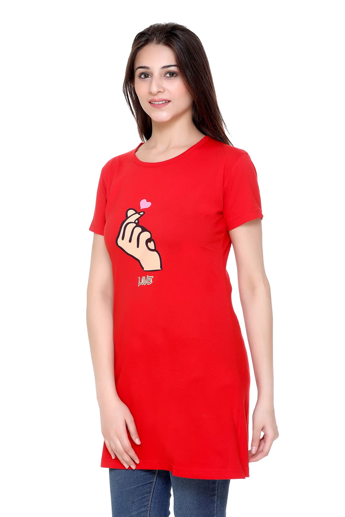 Plush Women's Cotton Printed T-Shirt - Red - Image 5