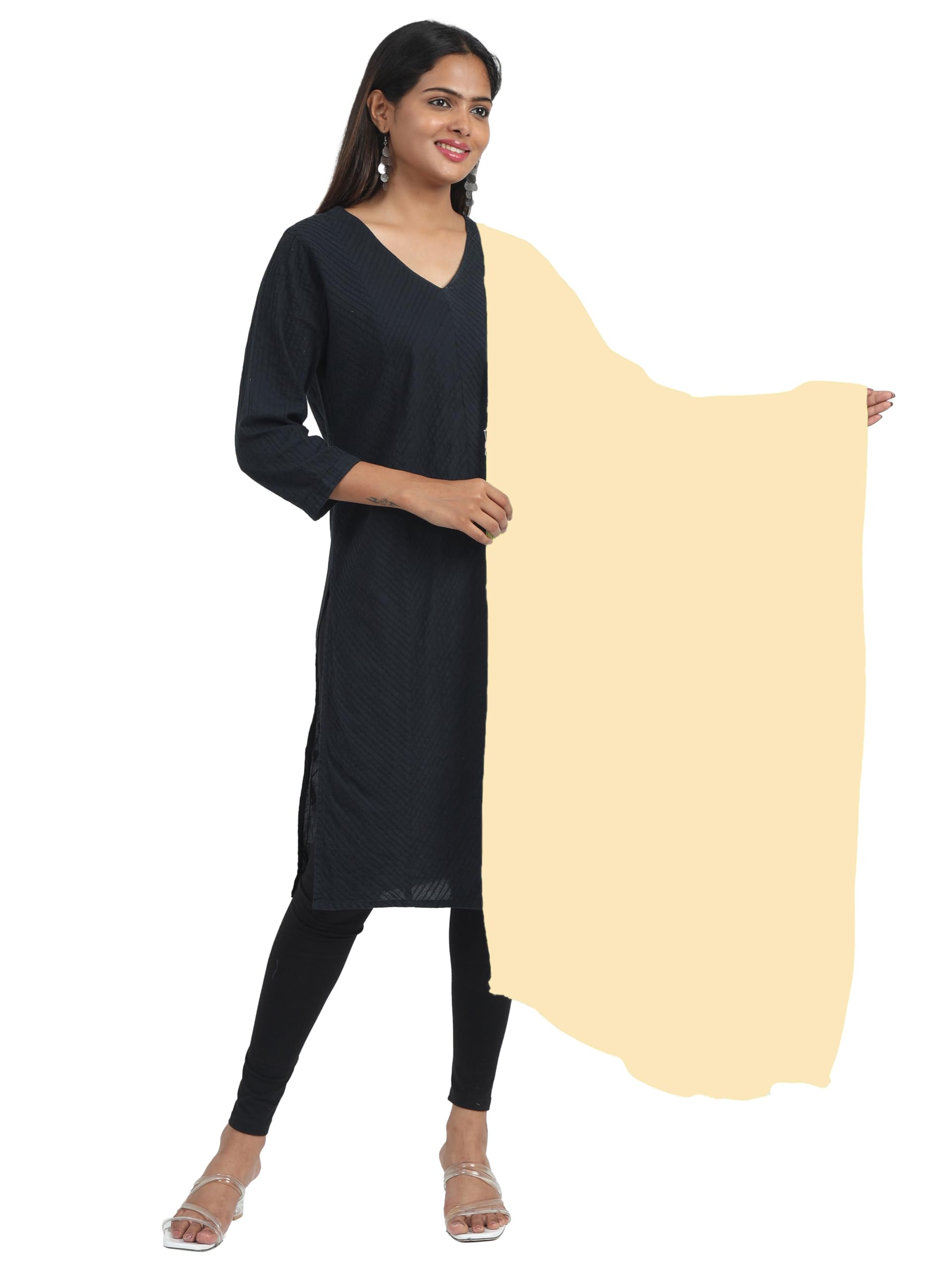 Miraan Cotton Dupatta - Light Yellow - Image 2