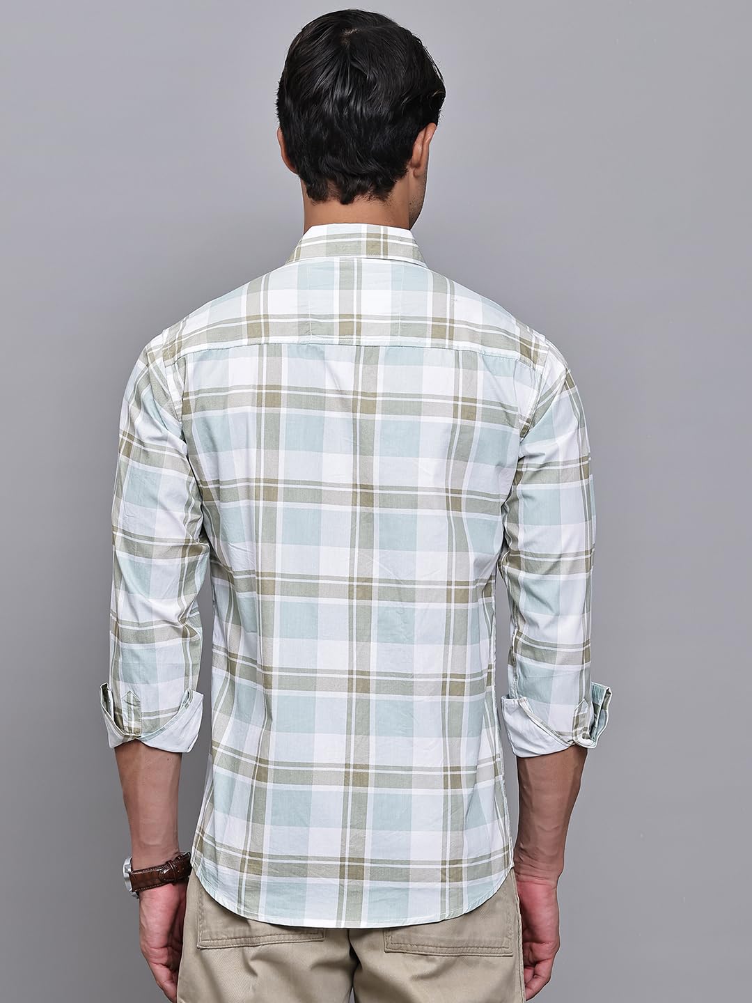 Majestic Man Green Oak Checked Cotton Shirt for Men - Image 4