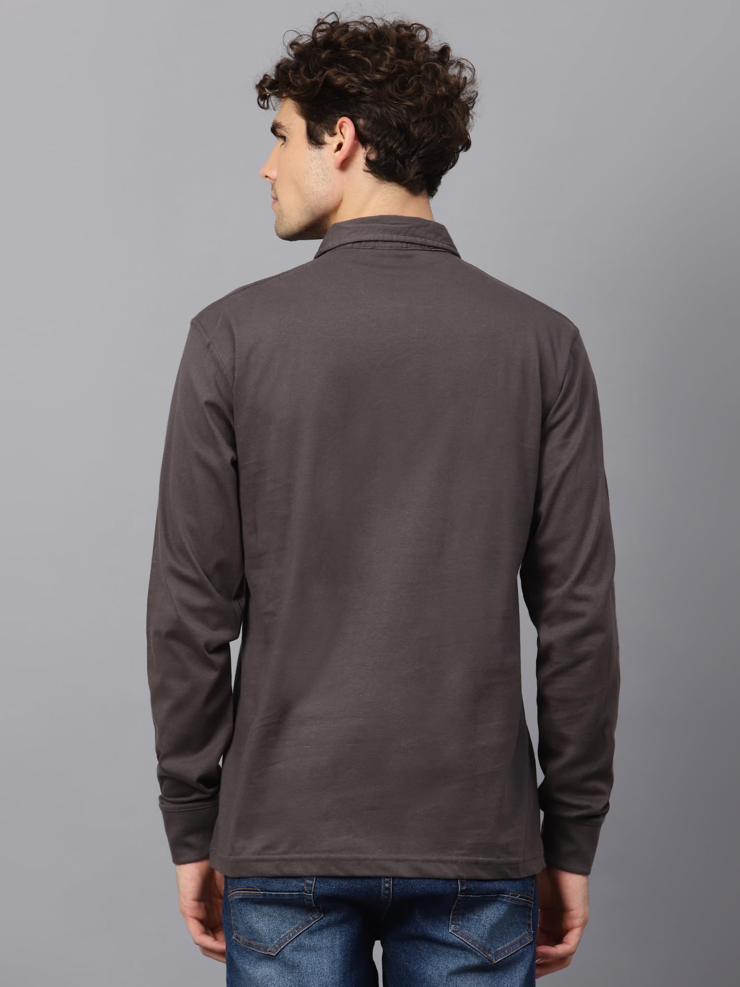 FLEXIMAA Men's Steel Grey Polo Neck T-Shirt - Image 2