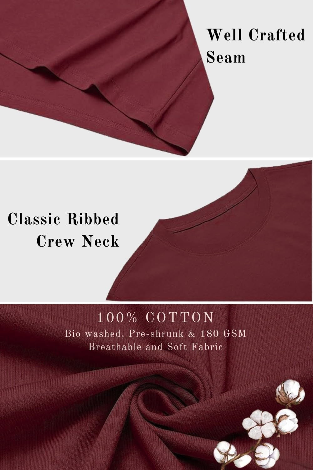 ENCIGER Men's Plain T-Shirt - Image 3