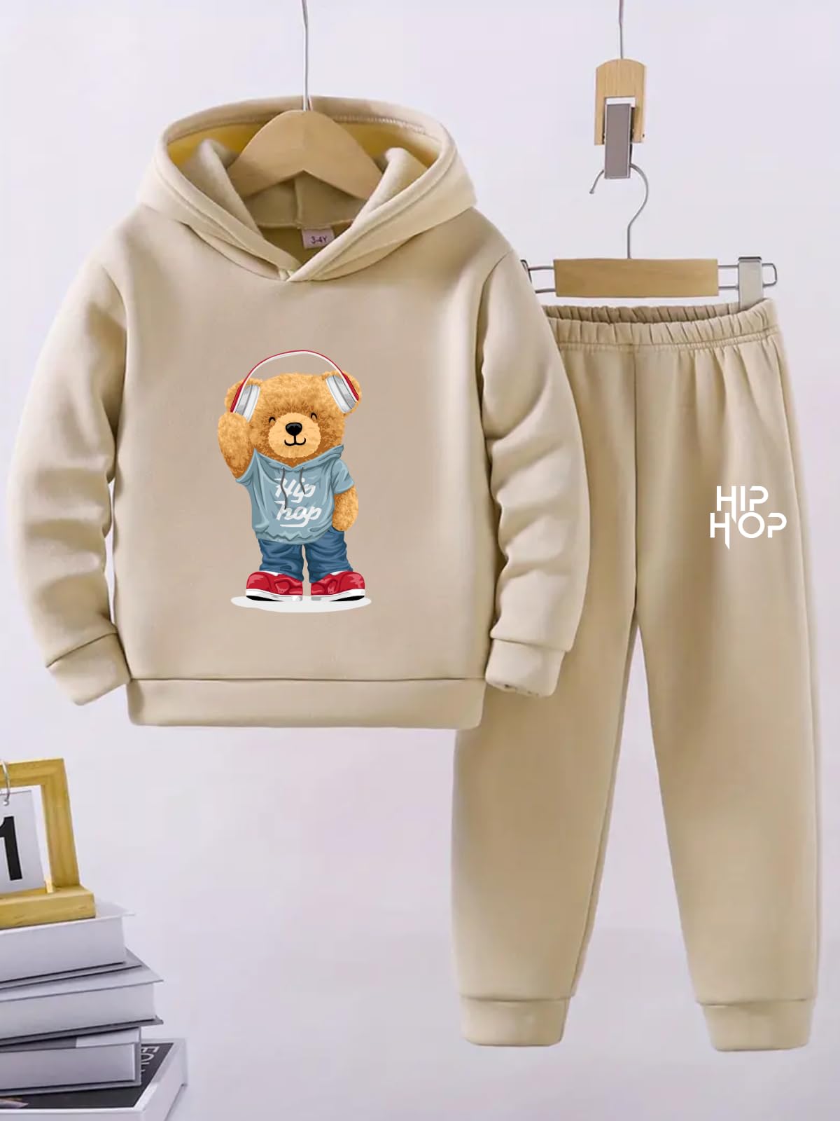URBAN OX Boys Apricot Printed Hoodie & Jogger Set - Image 2