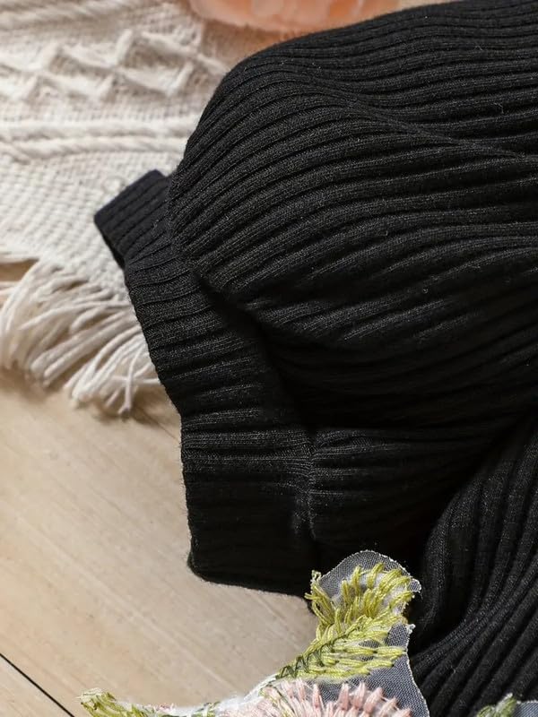 Niren Enterprise Floral Embroidery Baby Girl Frock - Black - Image 5