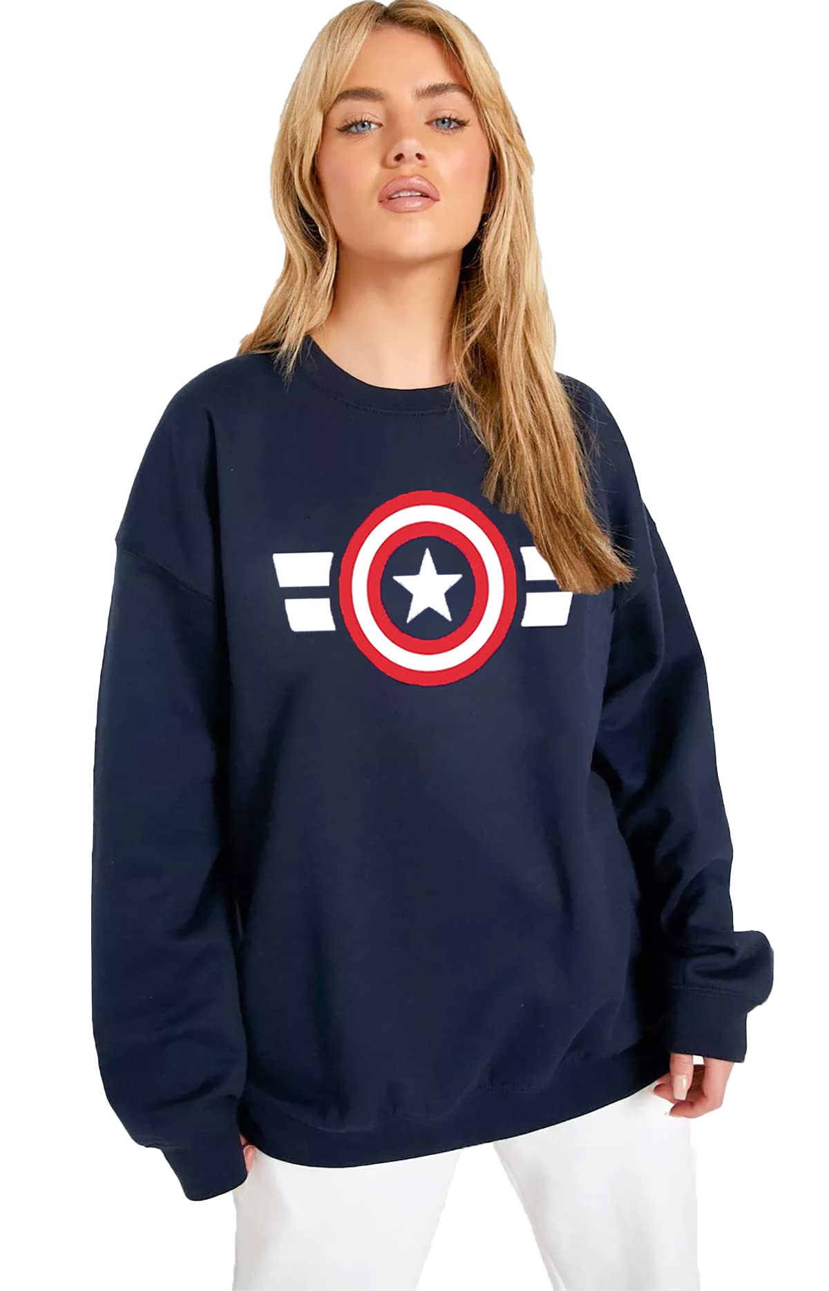 Navy Loop Knit Sweatshirt for Women