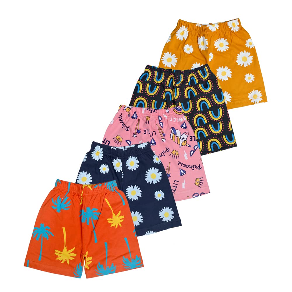 T2F Girls Cotton Printed Shorts - Vibrant Colours