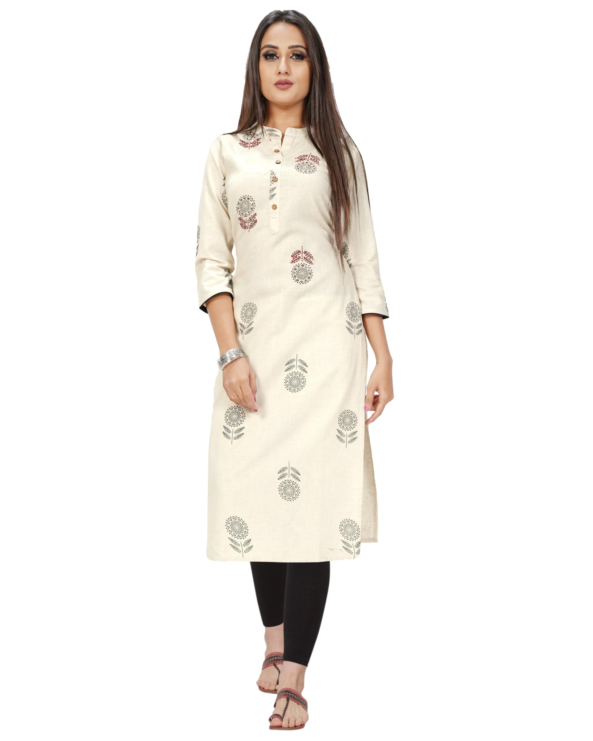 Rajnandini Beige Khadi Cotton Kurti for Women