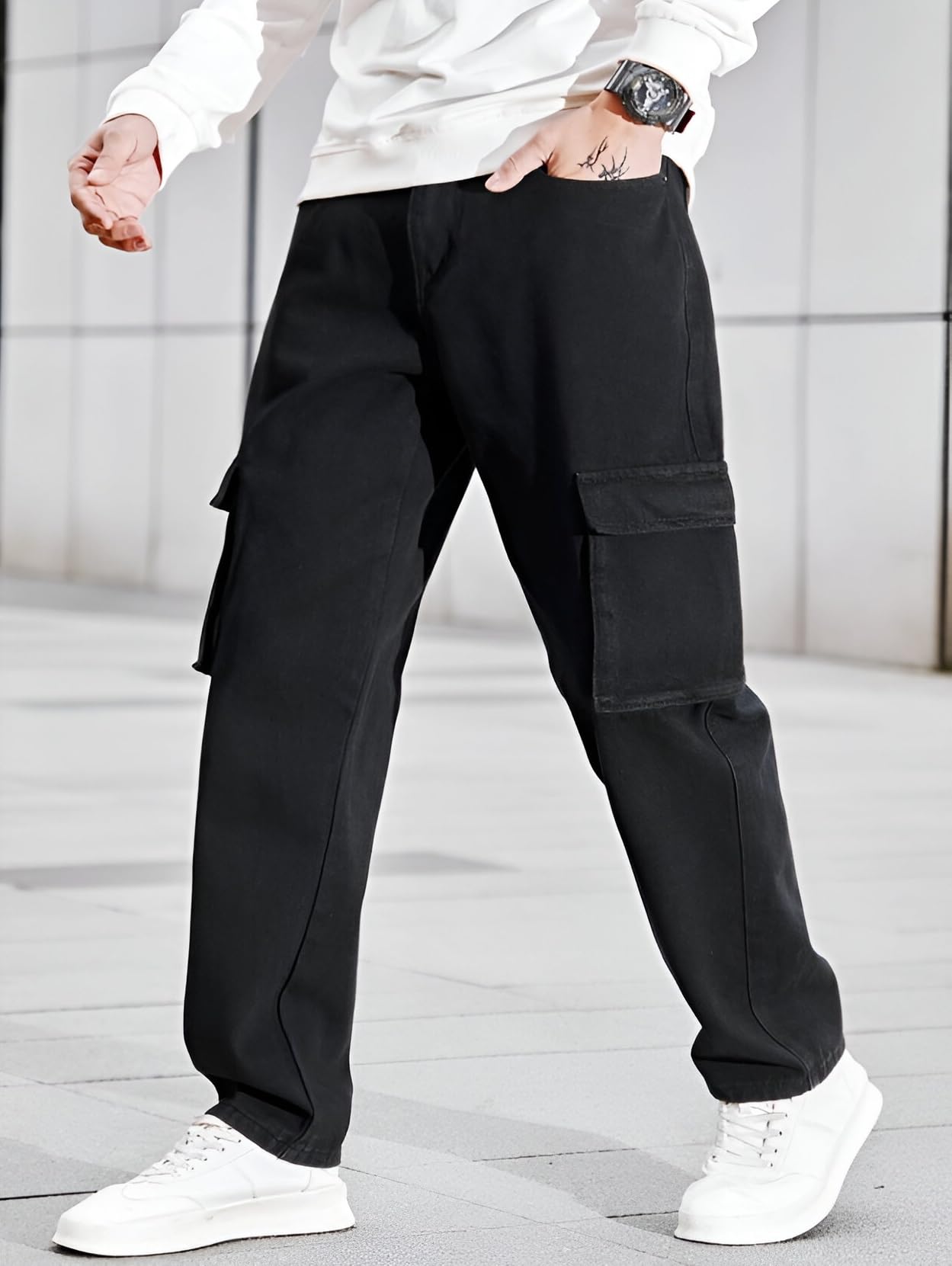 Ben Martin Men's Black Cargo Jeans - Image 4