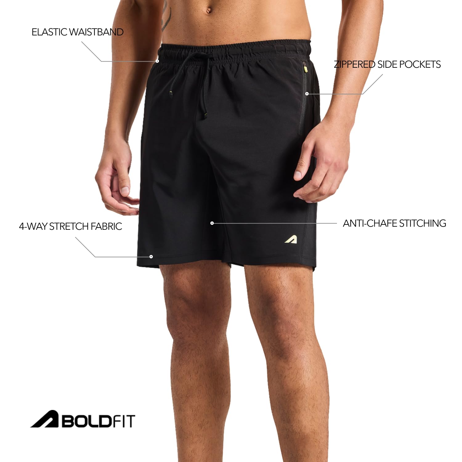 Boldfit Men's Gym Shorts - Black - Image 3