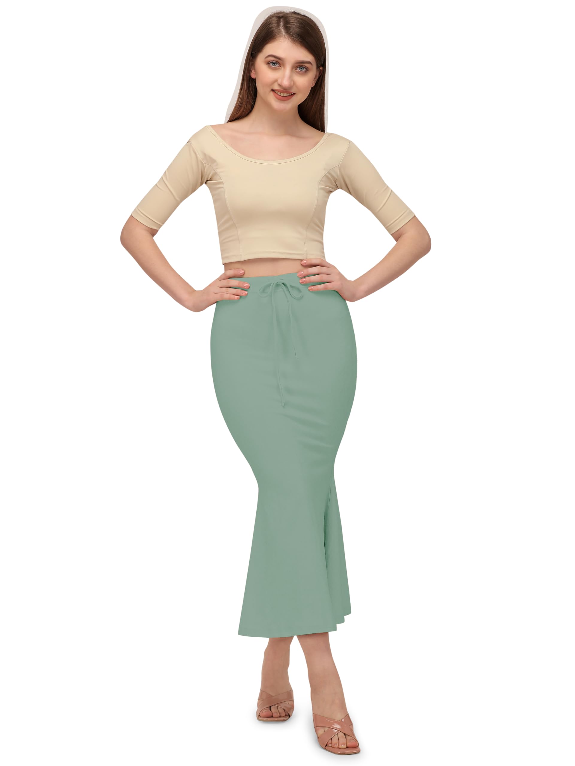 Mehrang Teal Saree Shapewear for Women - Image 4