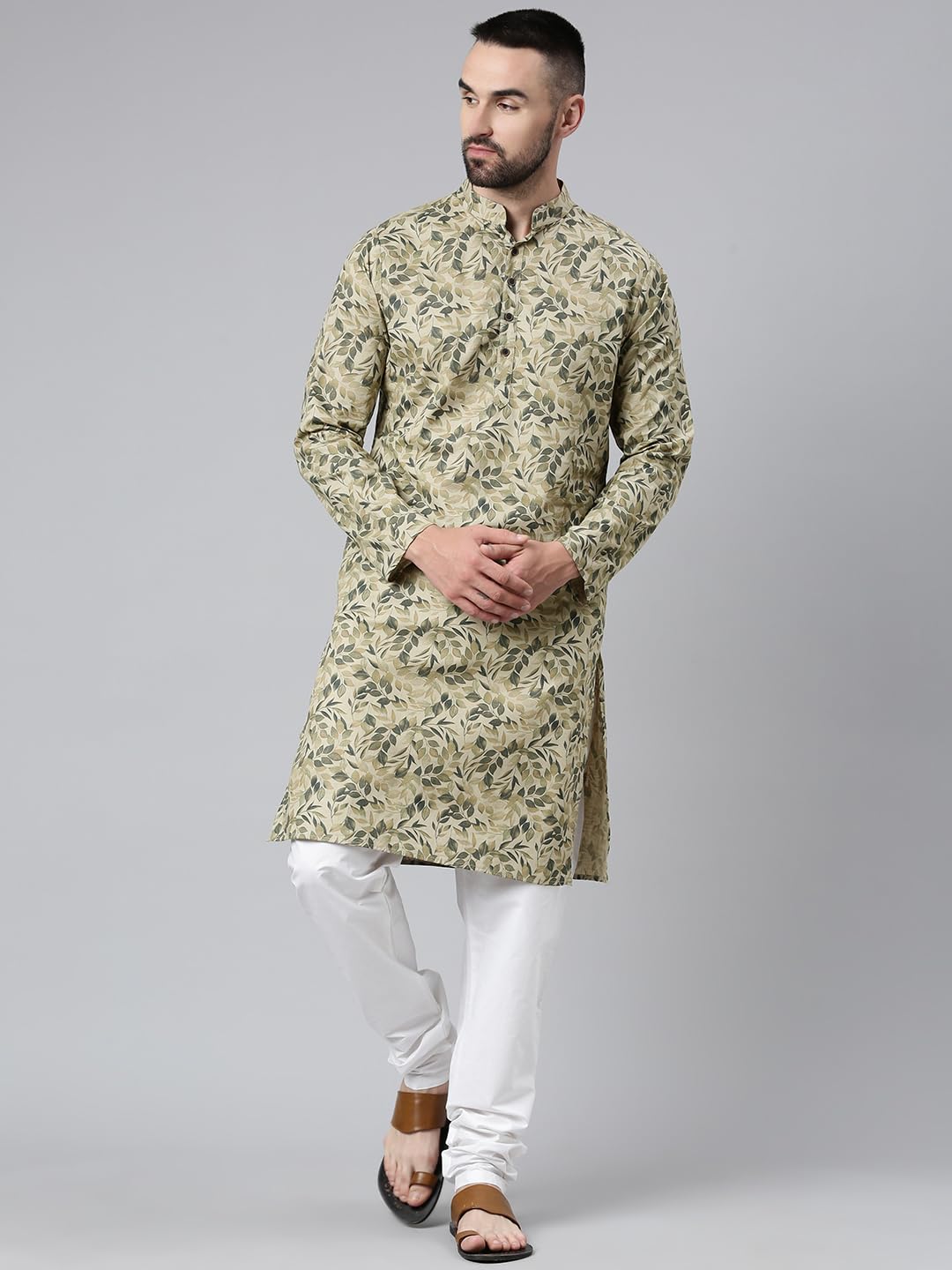 Majestic Man Beige Cotton Kurta for Men - Image 2
