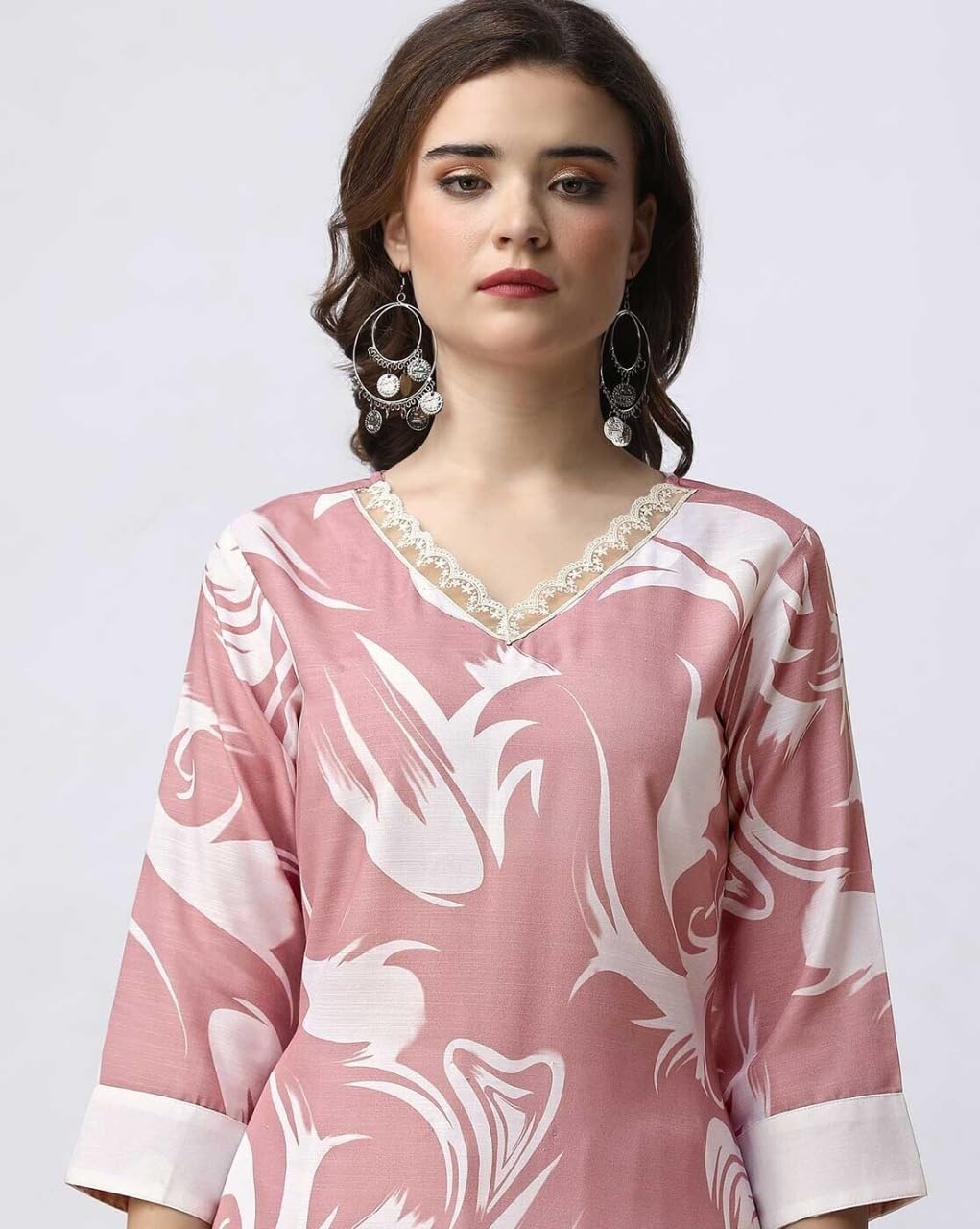 Sonu Fashion Women Rayon Kurti and Pant Set - Pink - Image 2