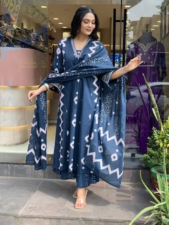 KLOSIA Women Printed A-Line Kurta Pant with Dupatta - Image 3