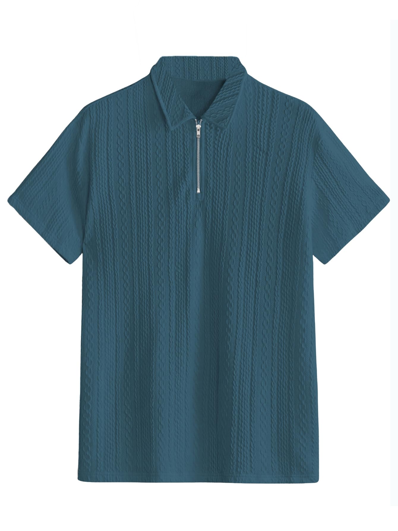 TAGDO Men's Aqua Jacquard Polo Shirt