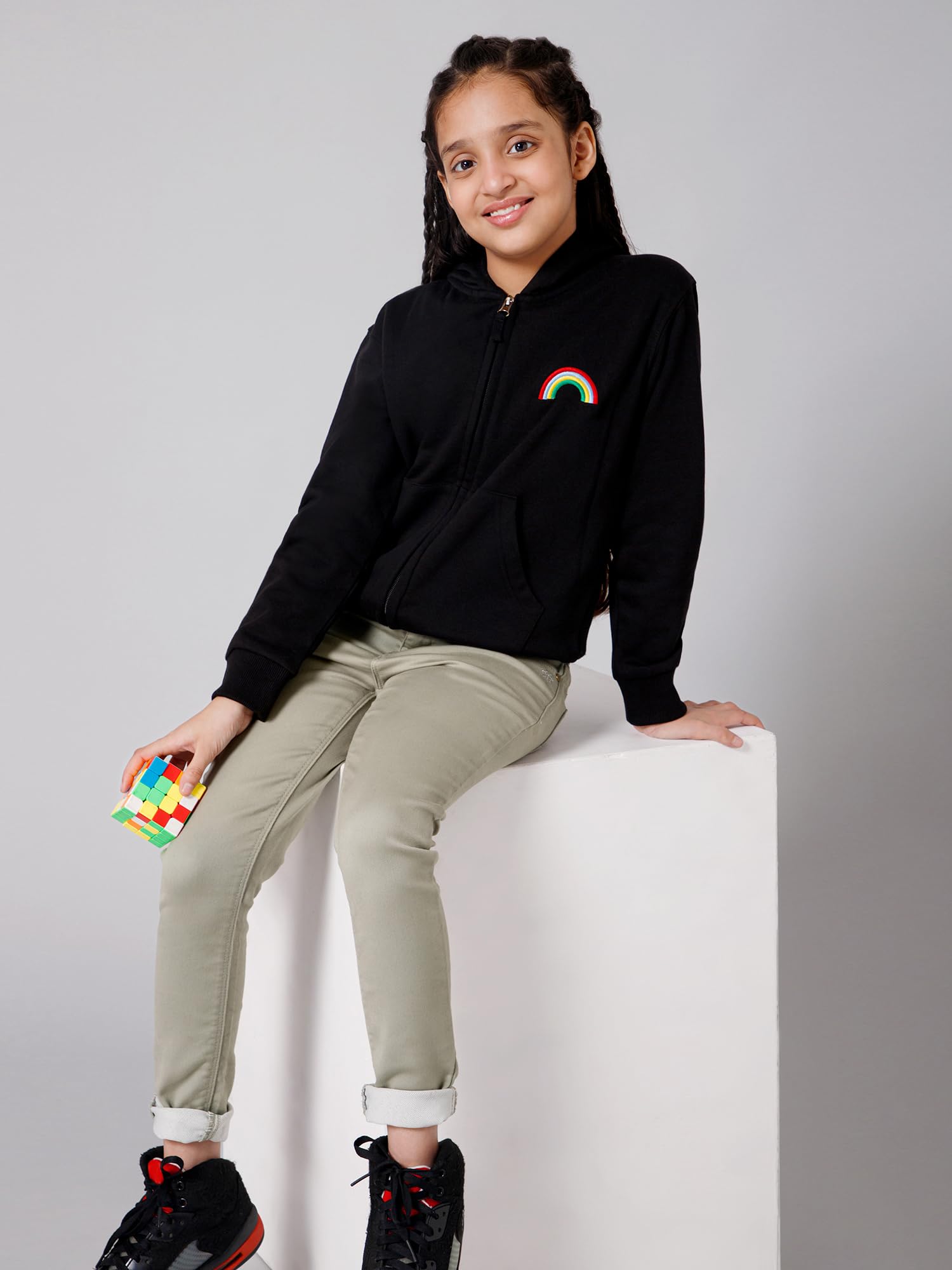 Alan Jones Clothing Black Zipper Hoodie for Girls - Image 5