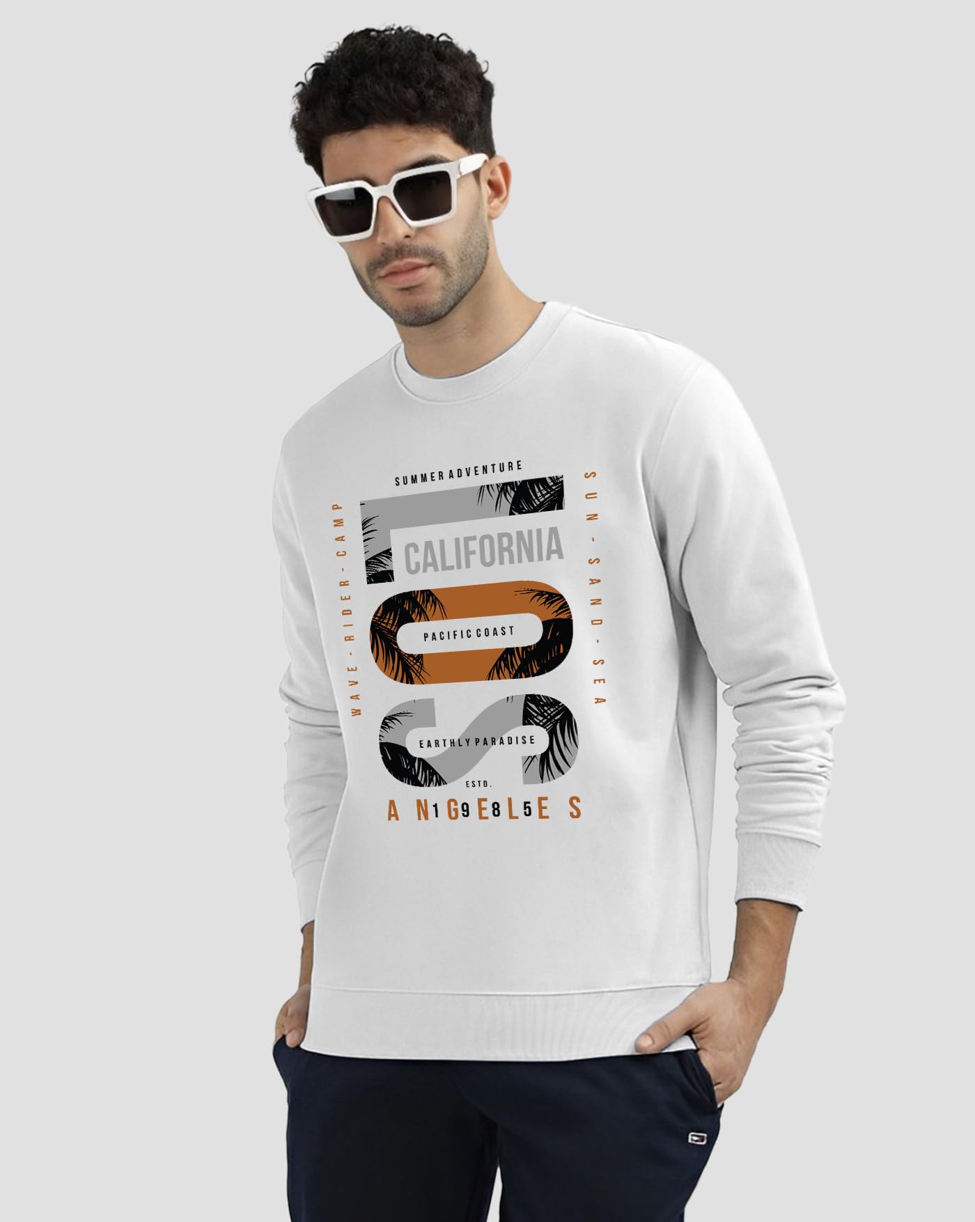 AUSK Men's Fleece Sweatshirt - White - Image 3