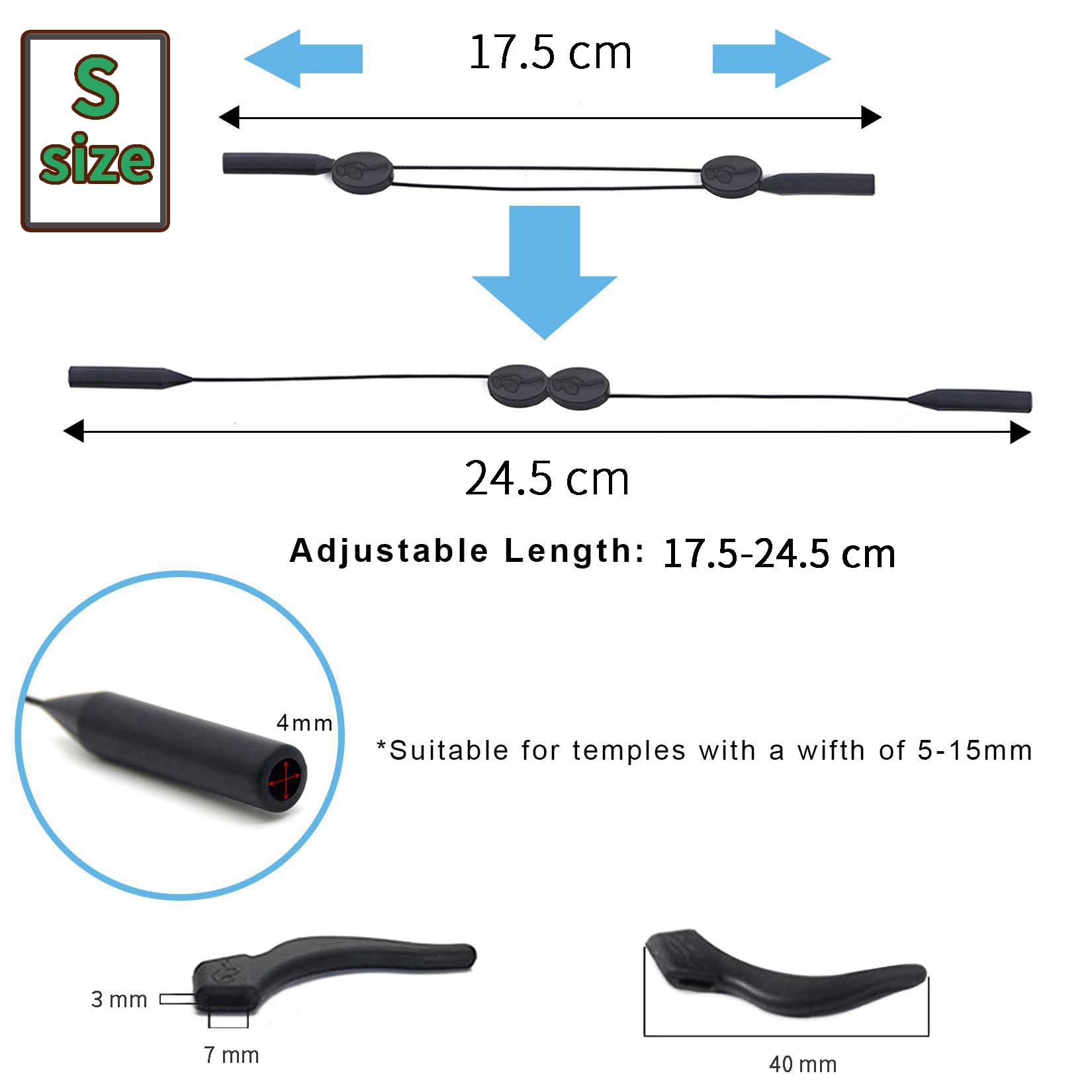 Anzailala Adjustable Anti-Slip Eyeglass Strap for Men & Women - Image 3