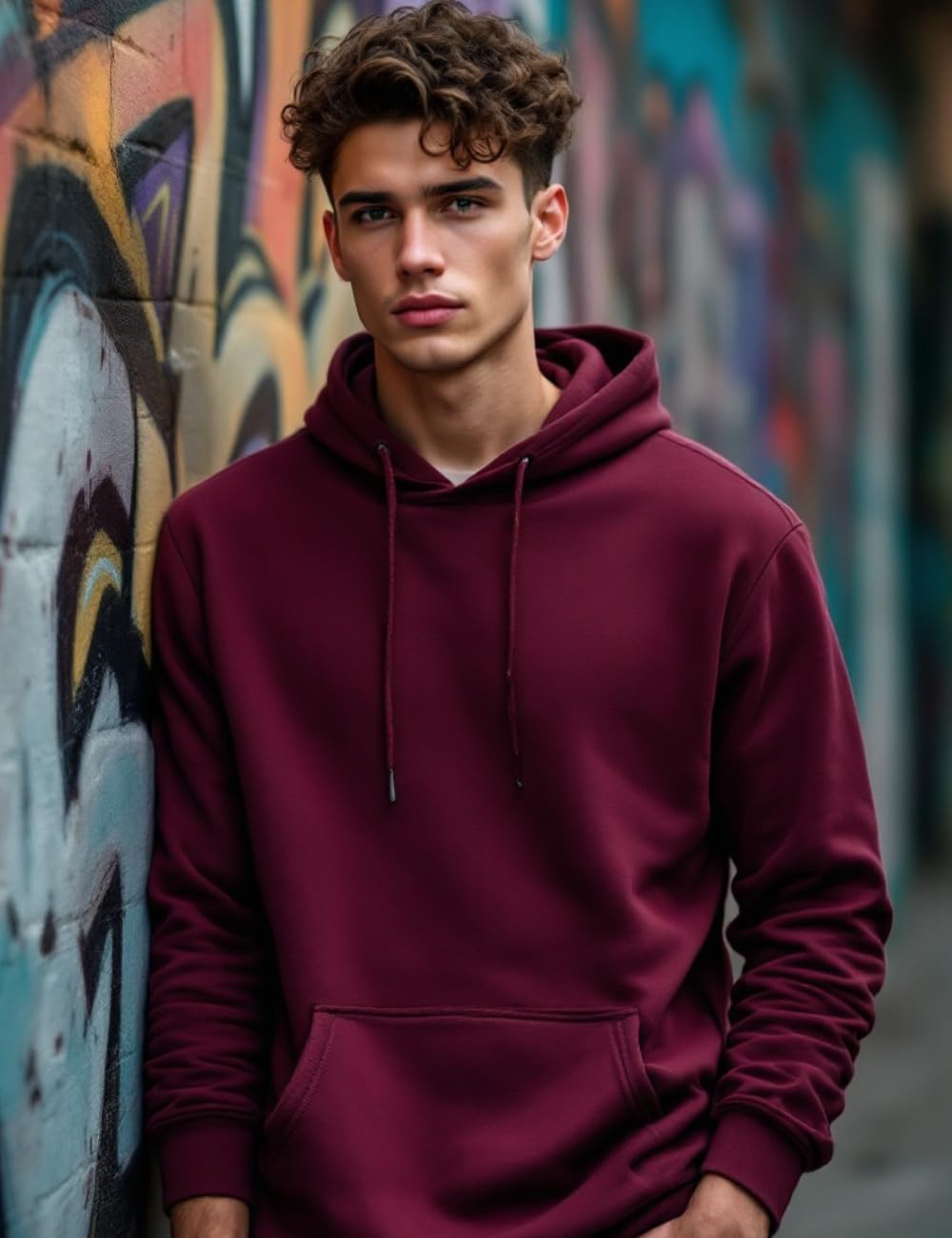 Glowic Men's Maroon Oversized Hoodie - Image 5