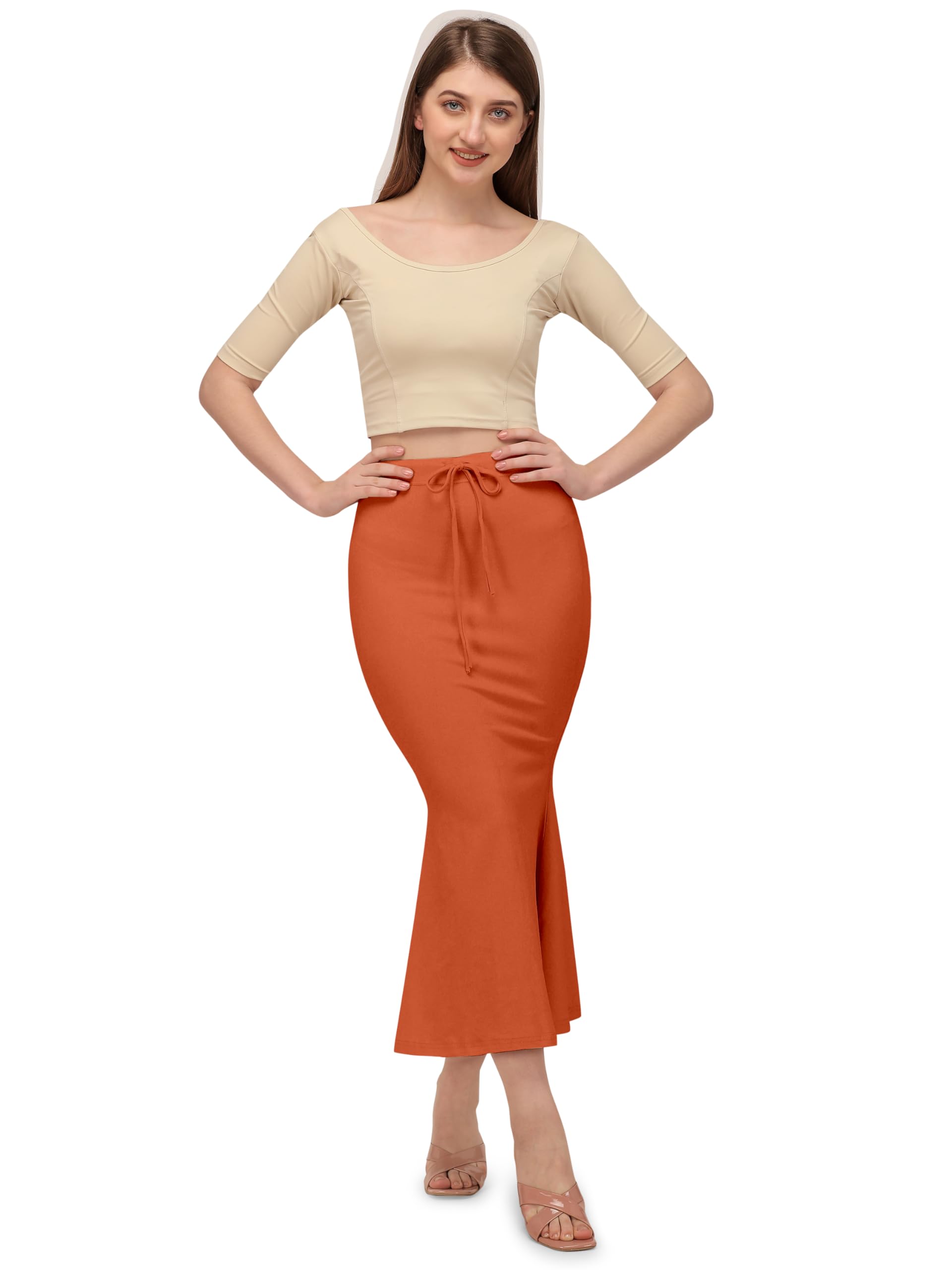 Mehrang Women Saree Shapewear - Cotton Dusty Orange - Image 5