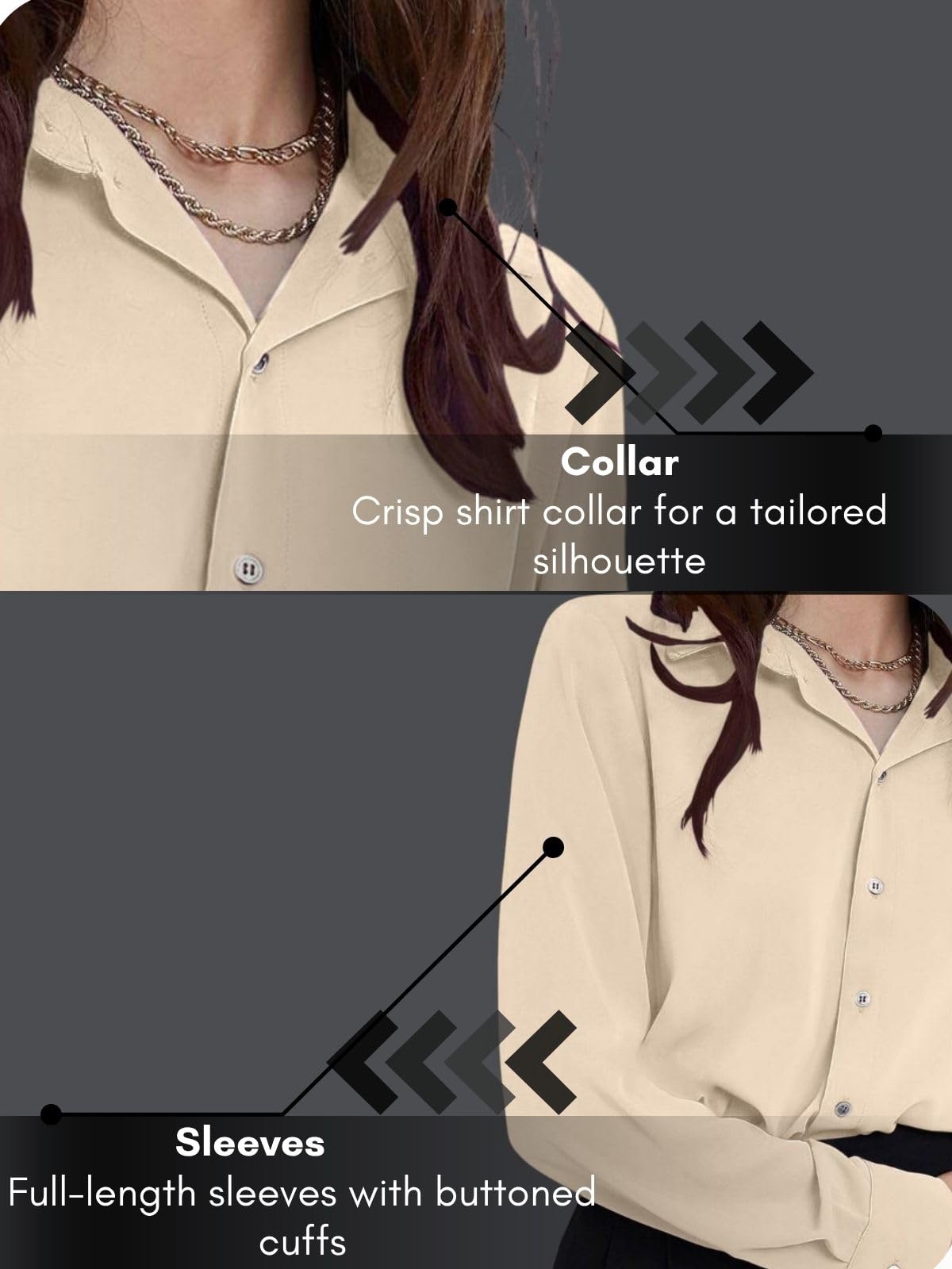 GRECIILOOKS Women's Western Shirt - Cream - Image 5