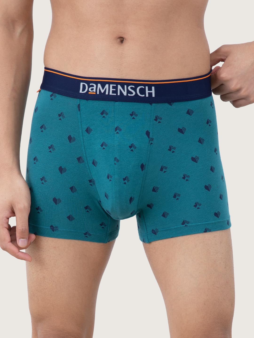 DAMENSCH Men Cotton Blend Trunks - Check & Mate Teal - Image 4
