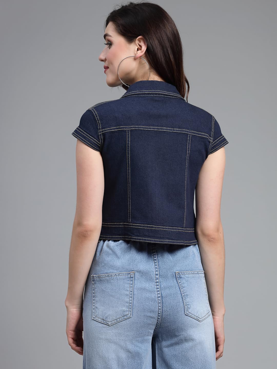 Style Quotient Women's Navy Blue Denim Shrug - Image 4