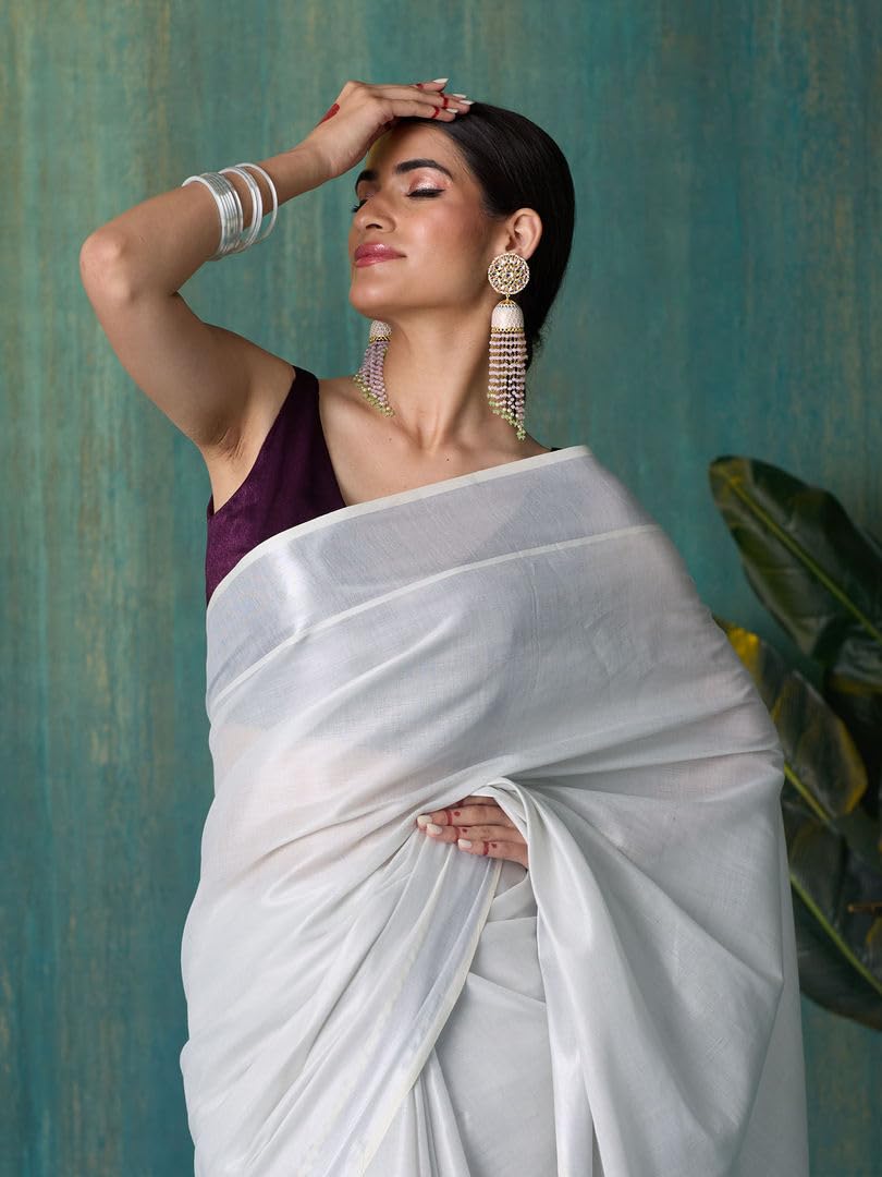 DhevStylish Kerala Kasavu Silver Saree for Women - Image 4
