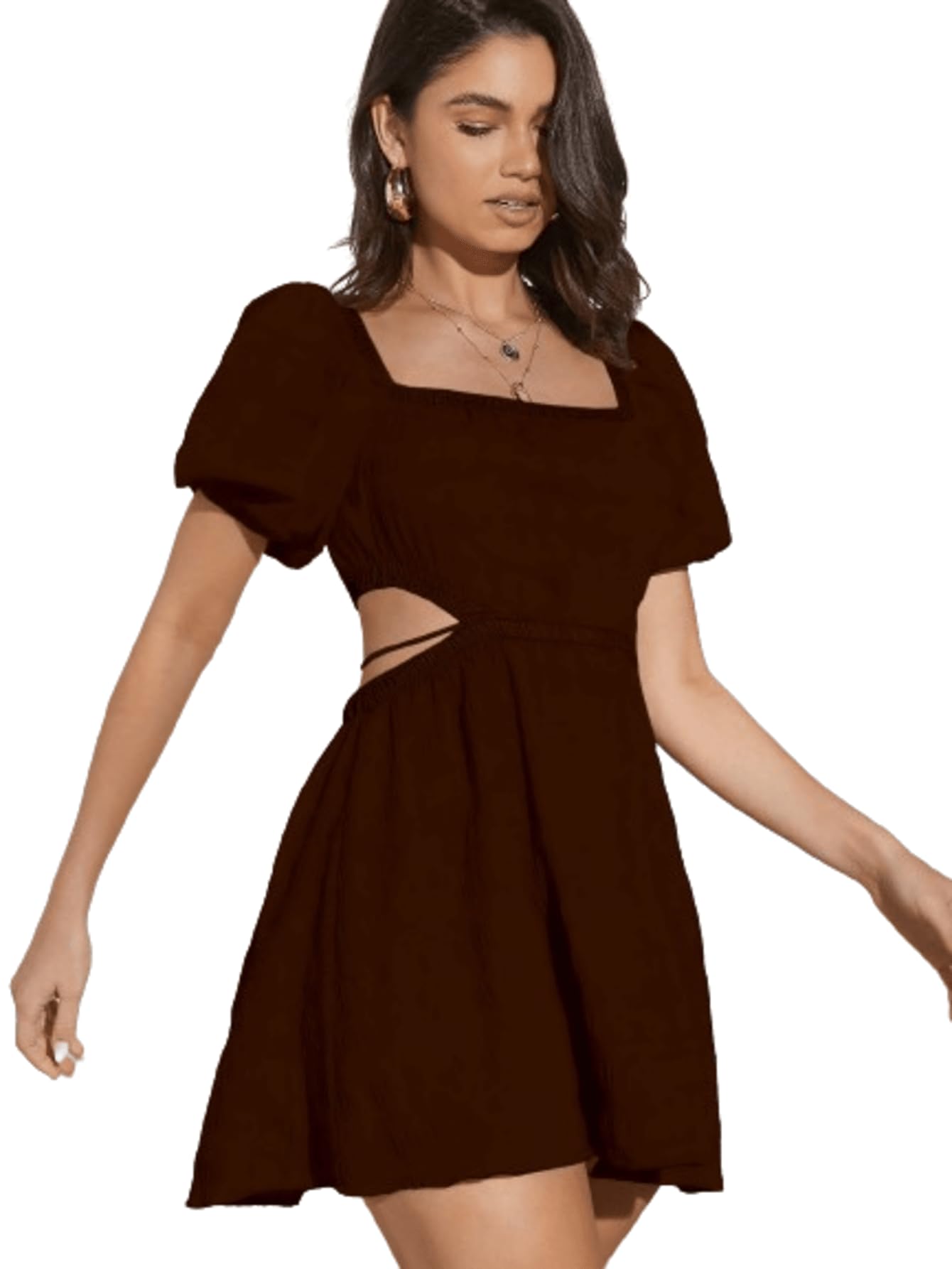 Aahwan Brown Mini Fit Flare Dress for Women