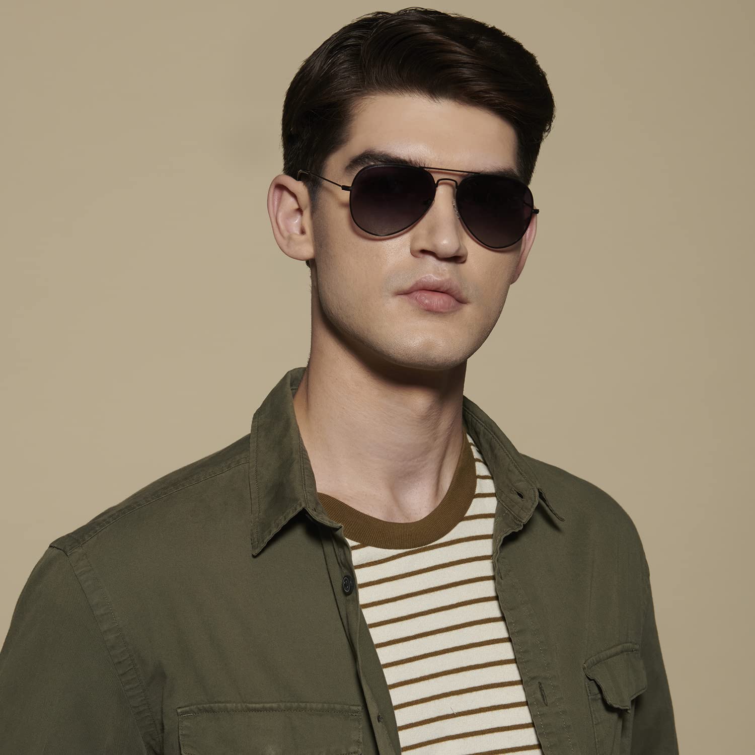 Vincent Chase Aviator Sunglasses - Polarized Black/Grey - Image 4