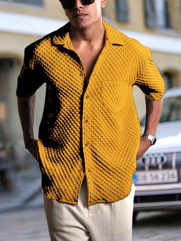 Pinkmint Men's Button Down Shirt - Yellow - Image 5