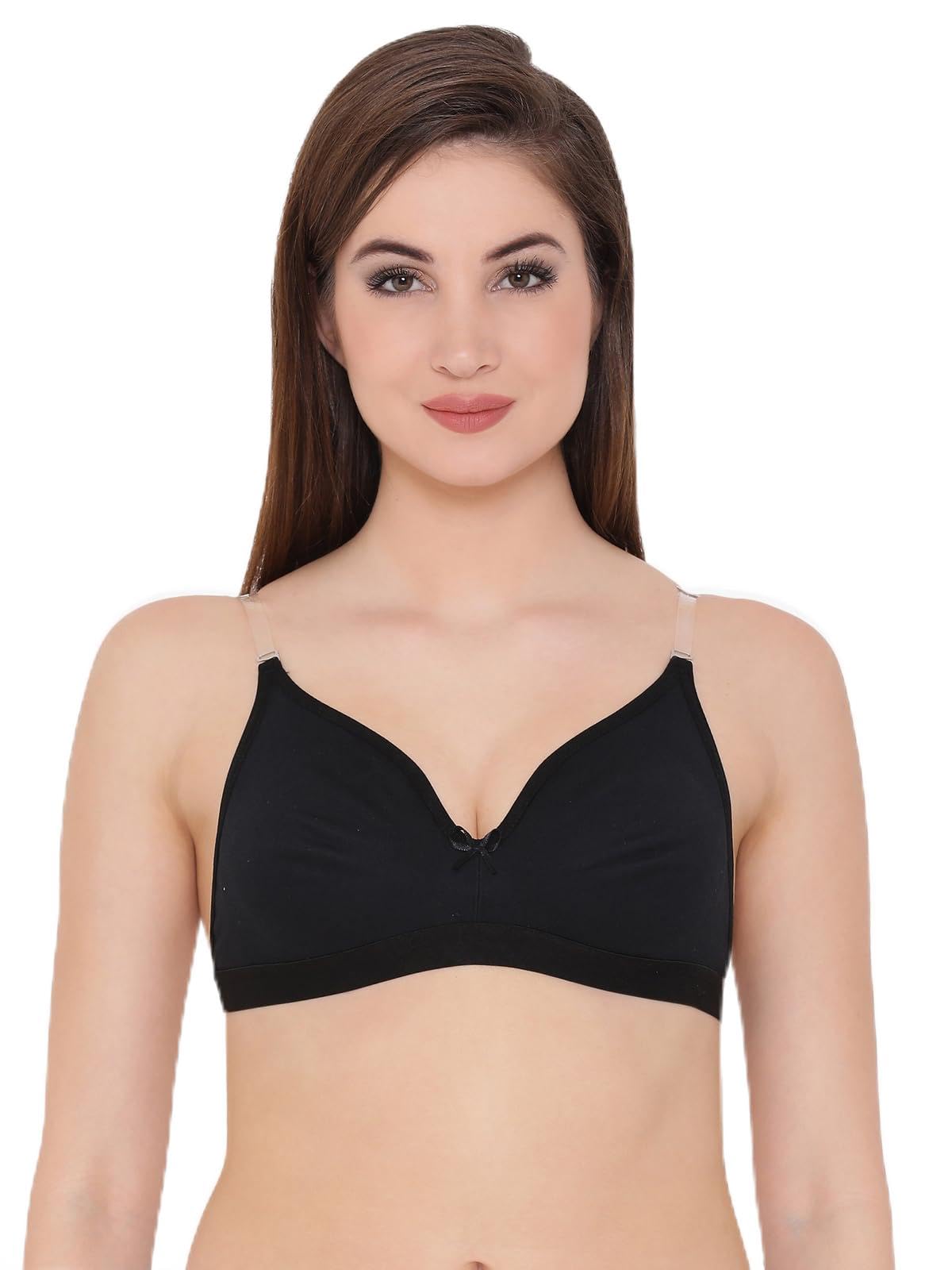 Clovia Women's Cotton Non-Padded Wire Free T-Shirt Bra - Black