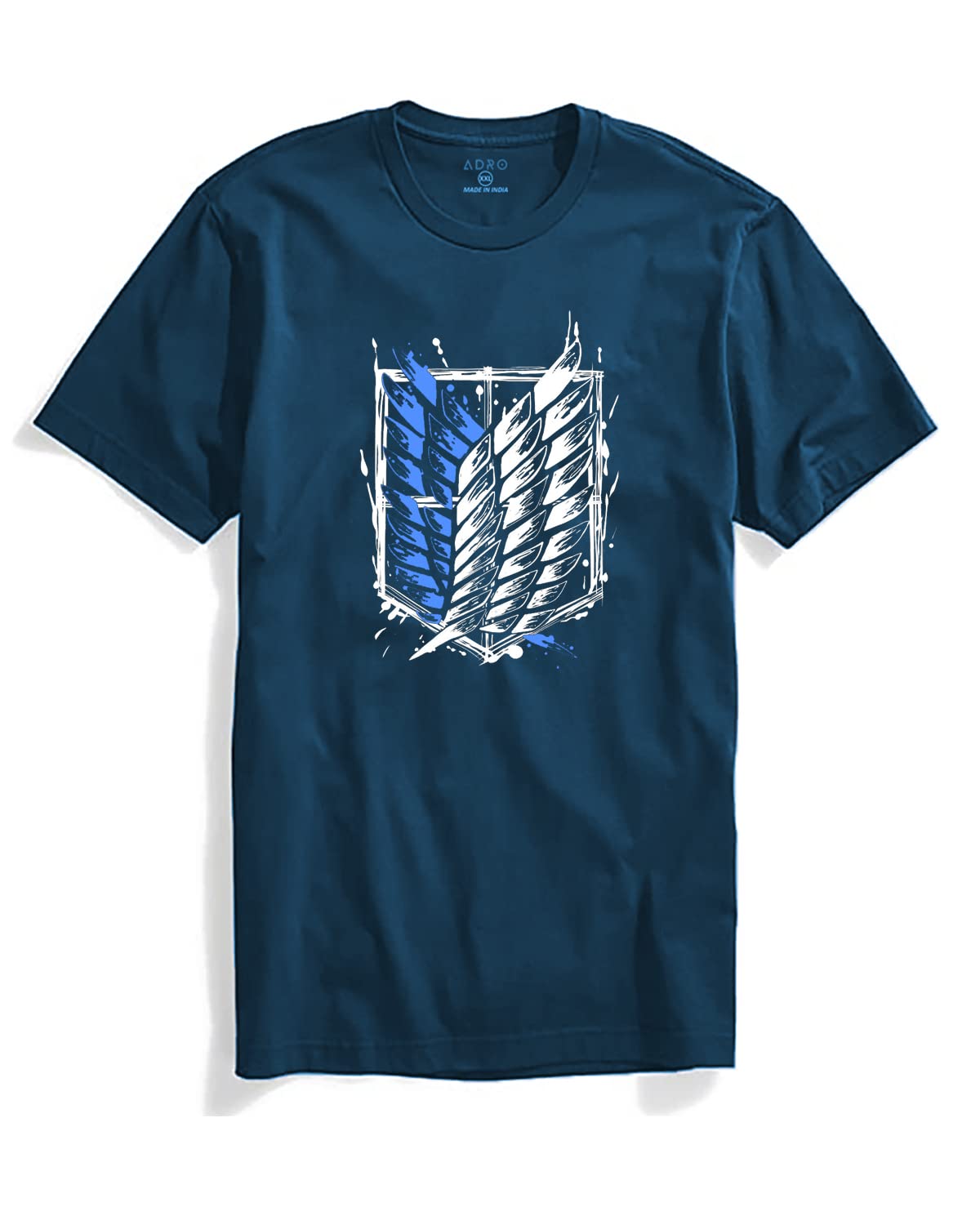 ADRO Mens Graphic Printed Cotton T-Shirt - Steel Blue