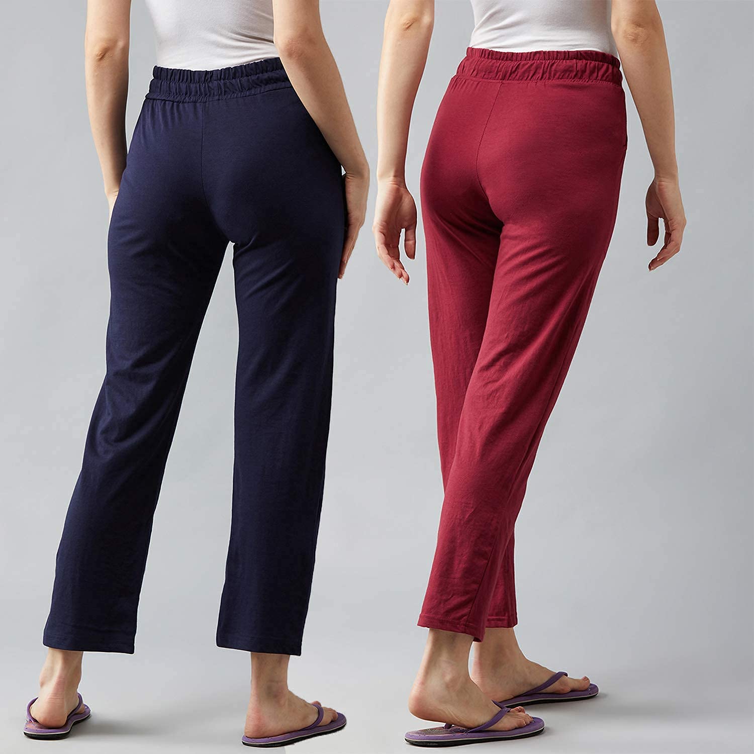 Cotton Pyjamas for Women - Maroon Navy Blue - Image 3