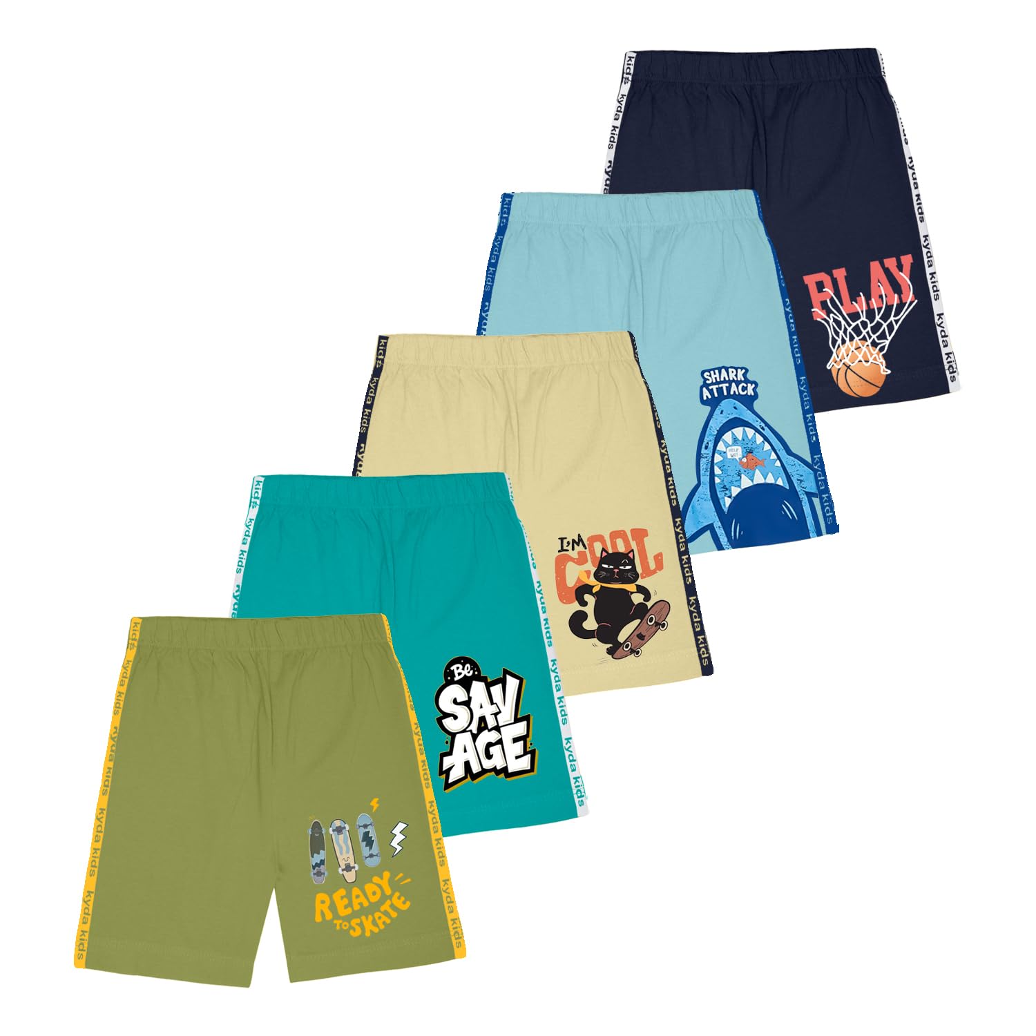KYDA KIDS Cotton Printed Shorts for Boys & Girls - Multicolor