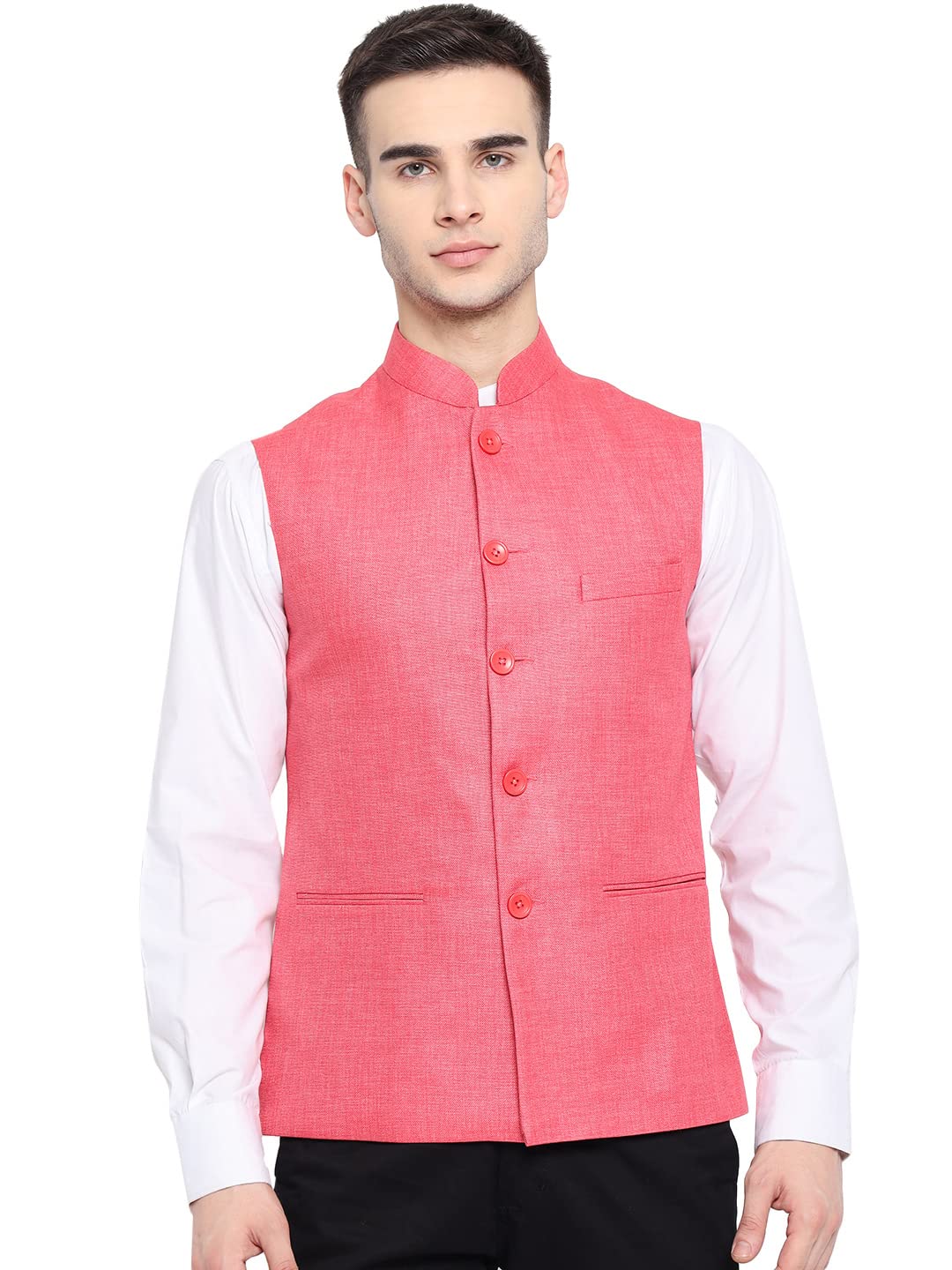 Vastraa Fusion Men Nehru Jacket - Rose