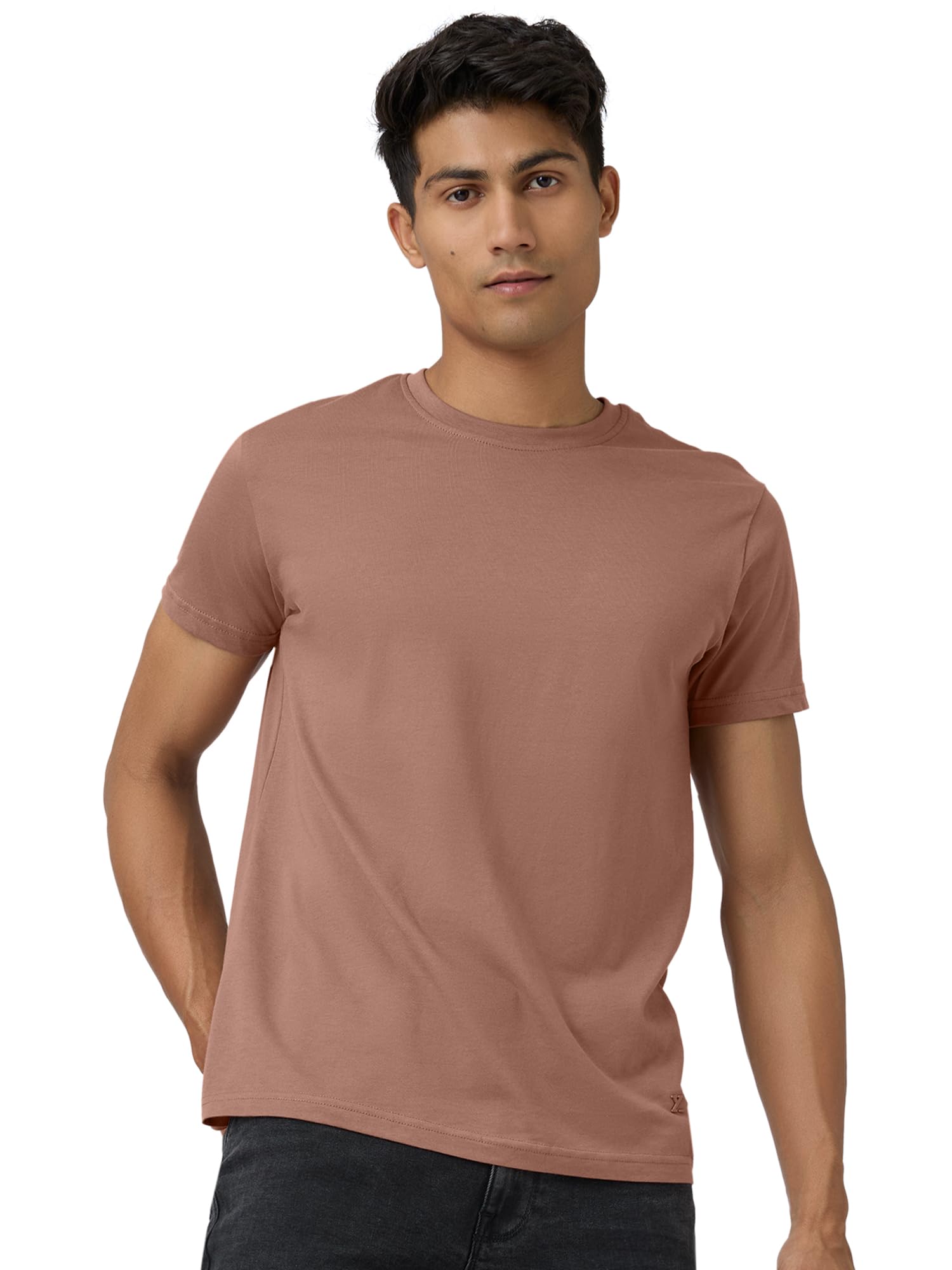 XYXX Men's Solid T-Shirt - Soil Brown